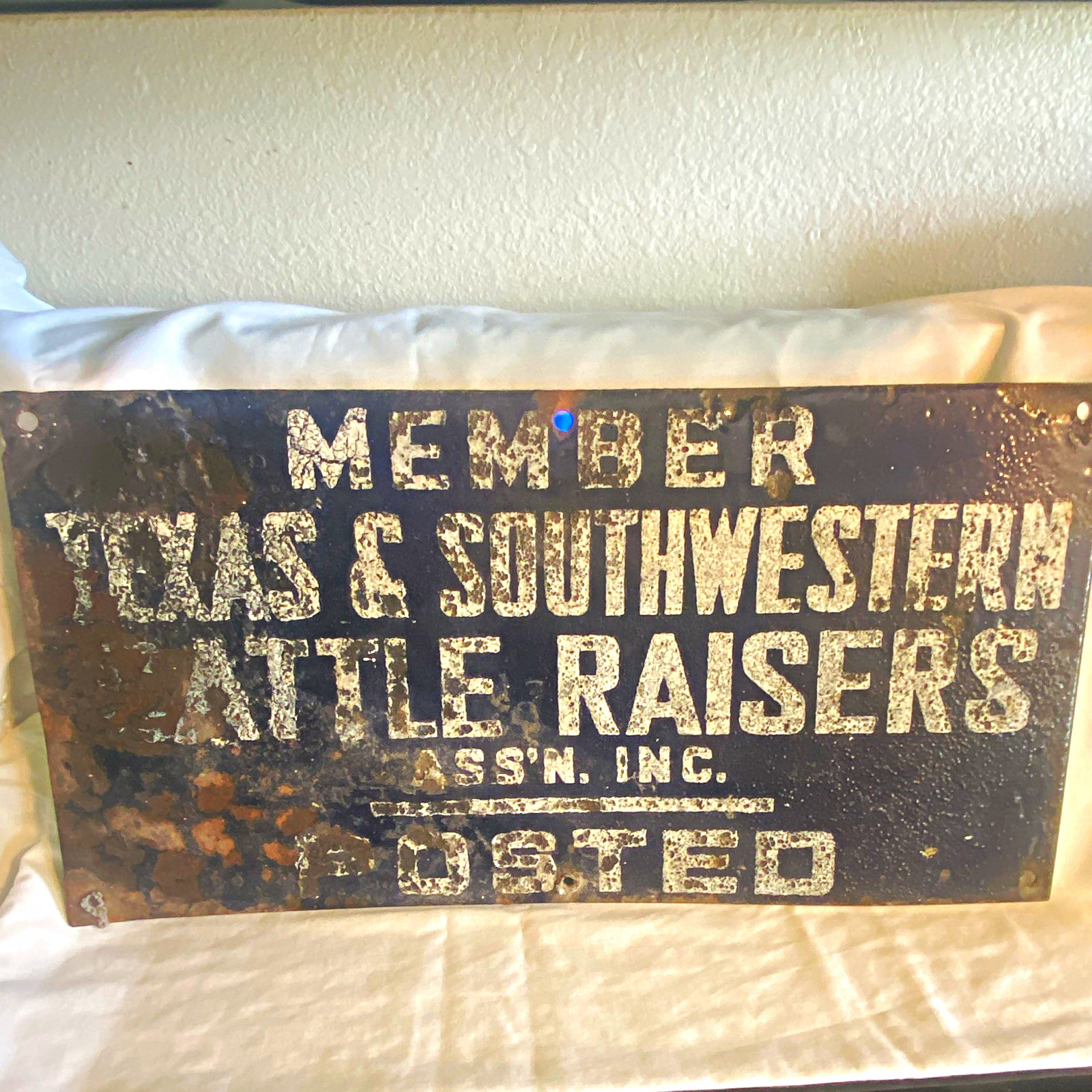 Texas & Southwestern Cattle Raisers Ass&rsquo;n Member Posted Metal Sign, Black/White