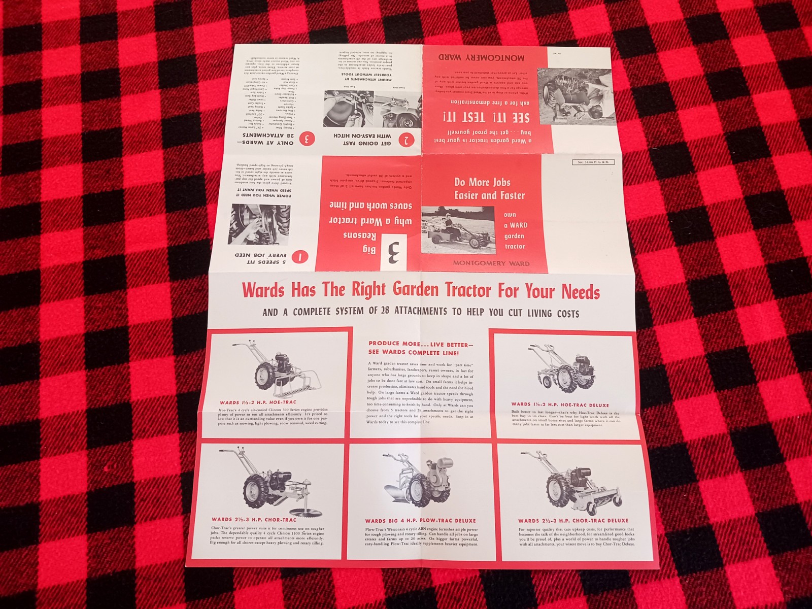 1950s Montgomery Ward Garden Tractor Poster Wards Plow-Trac Farm Flyer Brochure