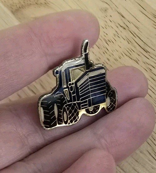 Vintage Farm Tractor Enamel Type Stud Pin Brooch Button