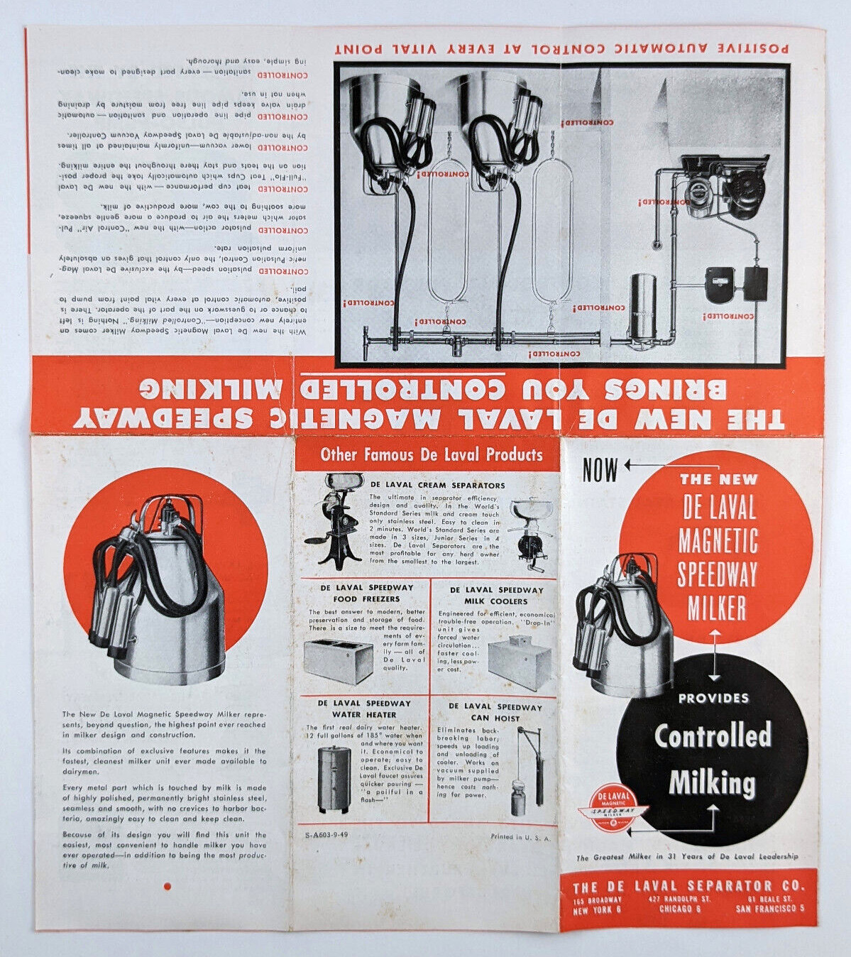 1949 De Laval Separator Company Magnetic Speedway Milker Advertising Brochure