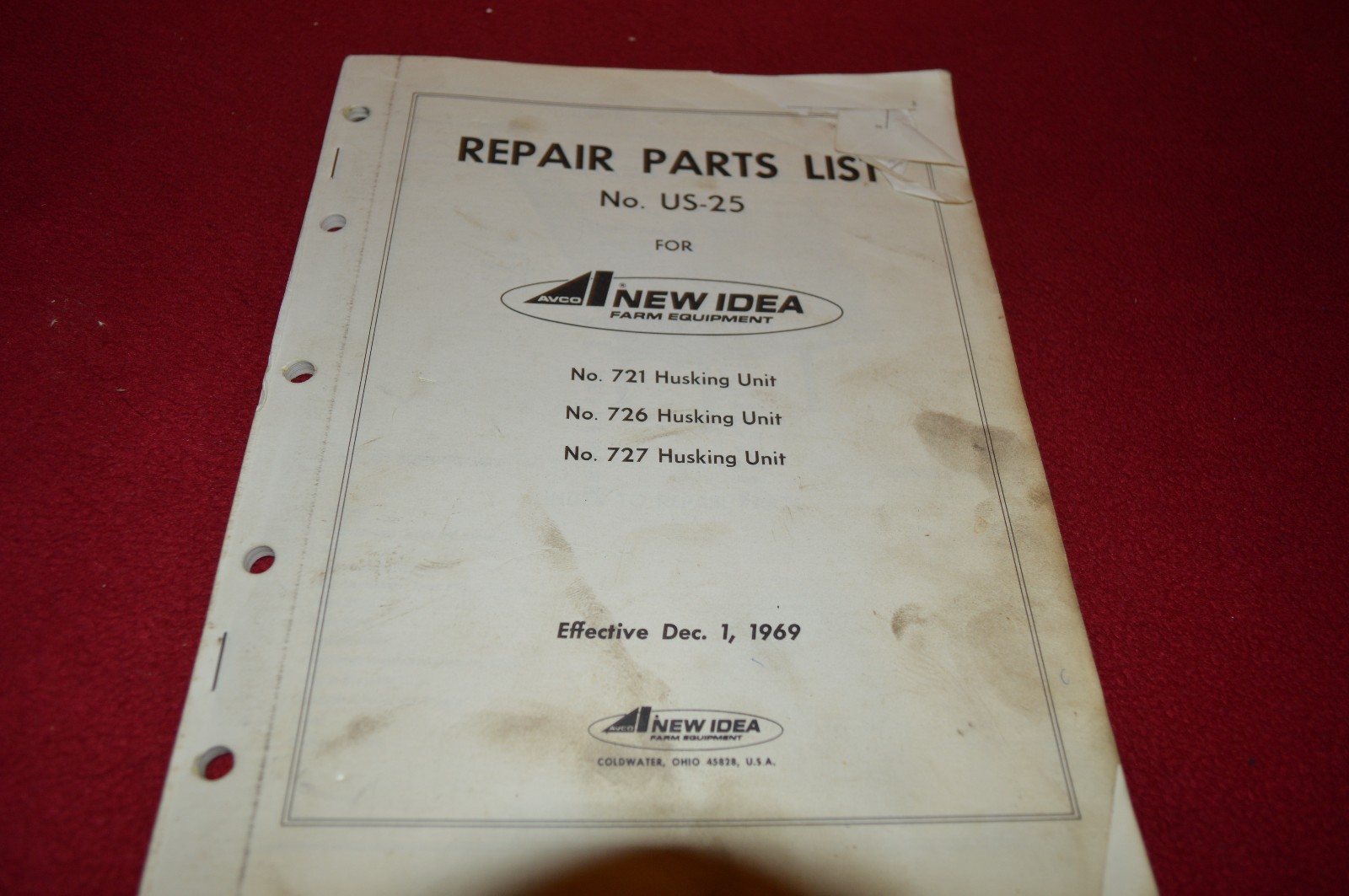 New Idea 721 726 727 Husking Unit For Uni System Parts Book Manual BVPA