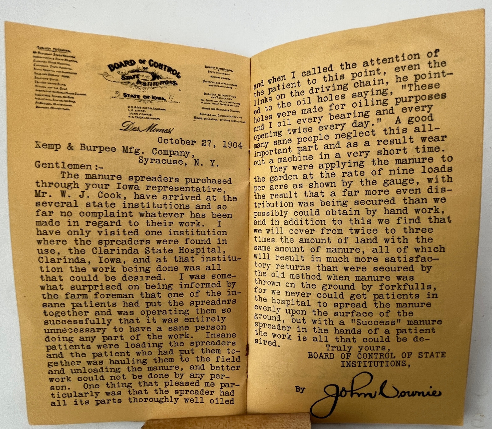 1905 Why The State Iowa Bought Success Manure Spreaders Kemp & Burpee Syracuse
