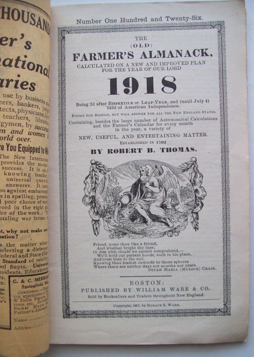 4 Old Farmer&rsquo;s Almanacs 1918, &rsquo;24, &rsquo;29, &rsquo;37