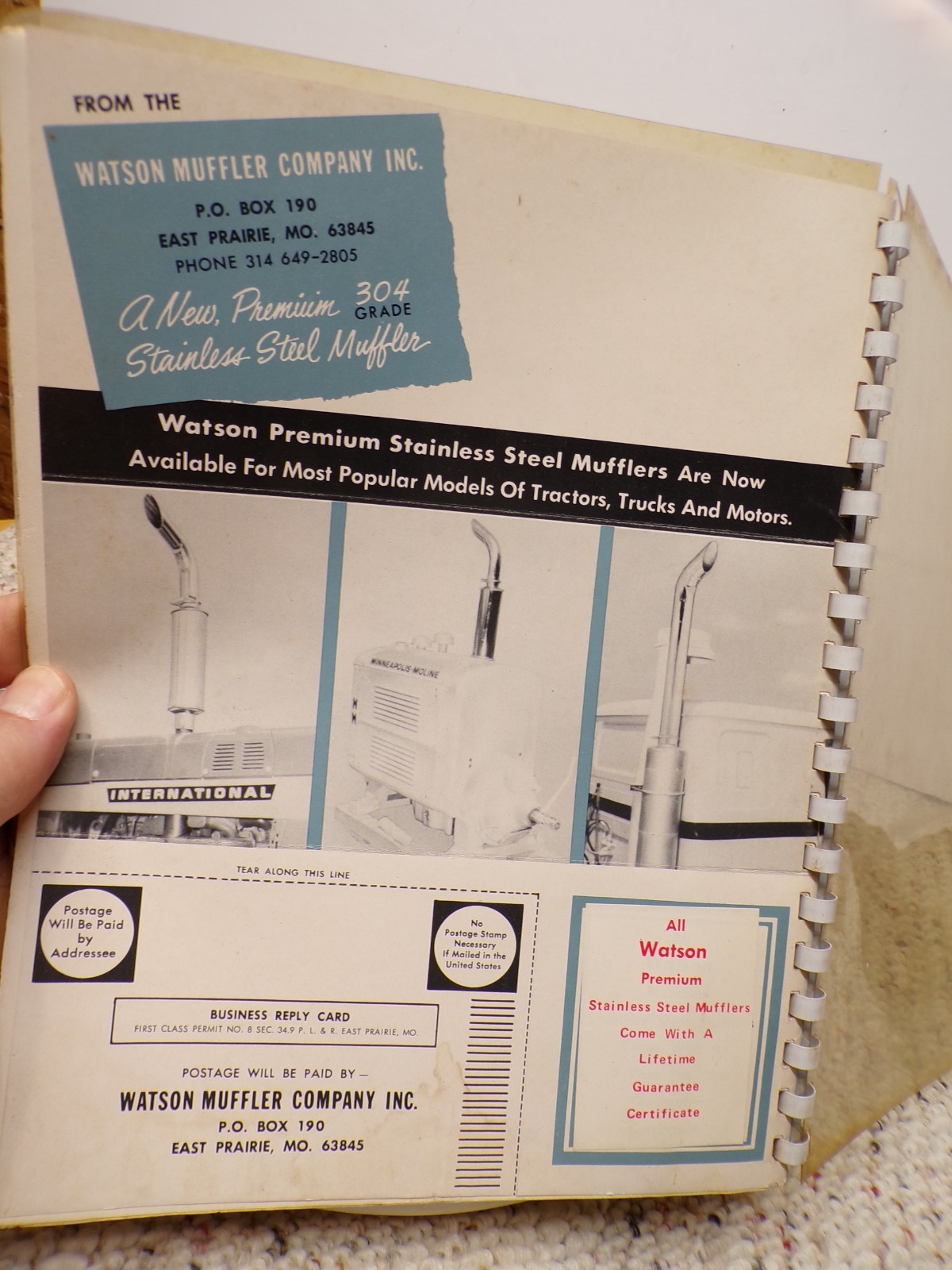 1969 Watson 304 Grade Stainless Steel Tractor Mufflers Catalog East Prairie MO