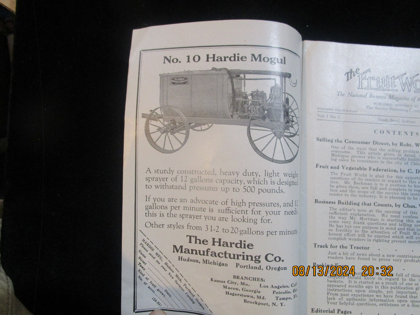 FRUIT FARMING Advertising Pamphlet 1923 CHIEF PO-KA-GON Brand Old tractors Vtg