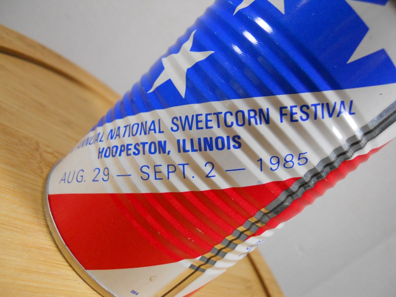 vintage 1985 Annual National Sweetcorn Festival Hoopston Illinois promo can