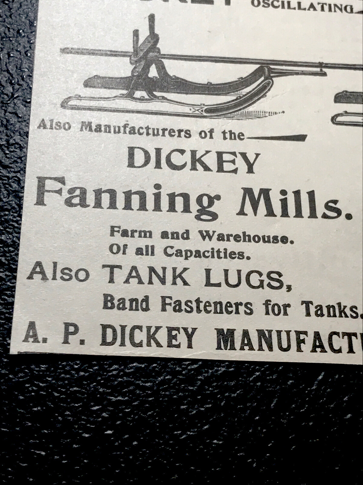 1897 Dickey Bob Sled & Fanning Mills Farm Advertising – Racine – Wisconsin