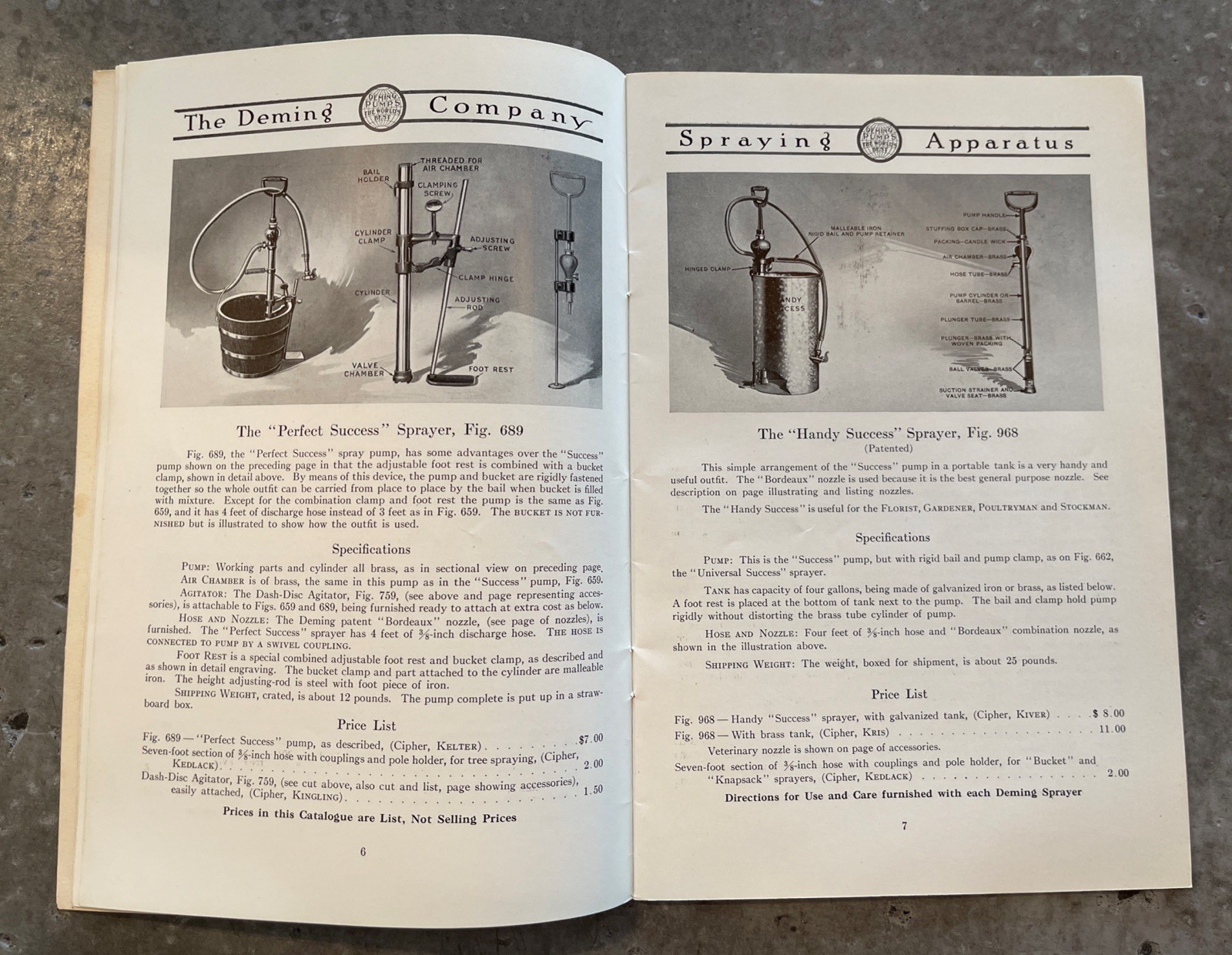 1916 Deming Spray Pump Catalog Orchard Vineyard Signed WP Dallett Letter