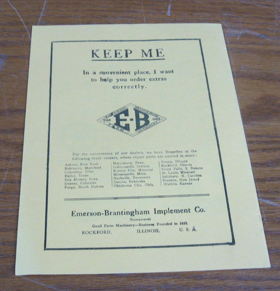 VINTAGE EMERSON BRANTINGHAM 1 1/2 HP E. V. GAS ENGINE OPERATOR MANUAL