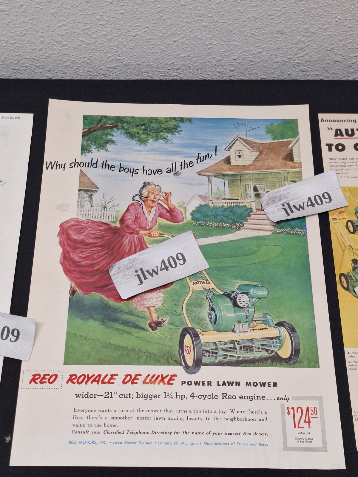 4 – 1947 1948 1951 1955 REO LAWN MOWER MAGAZINE ADS Print Ads power mowers