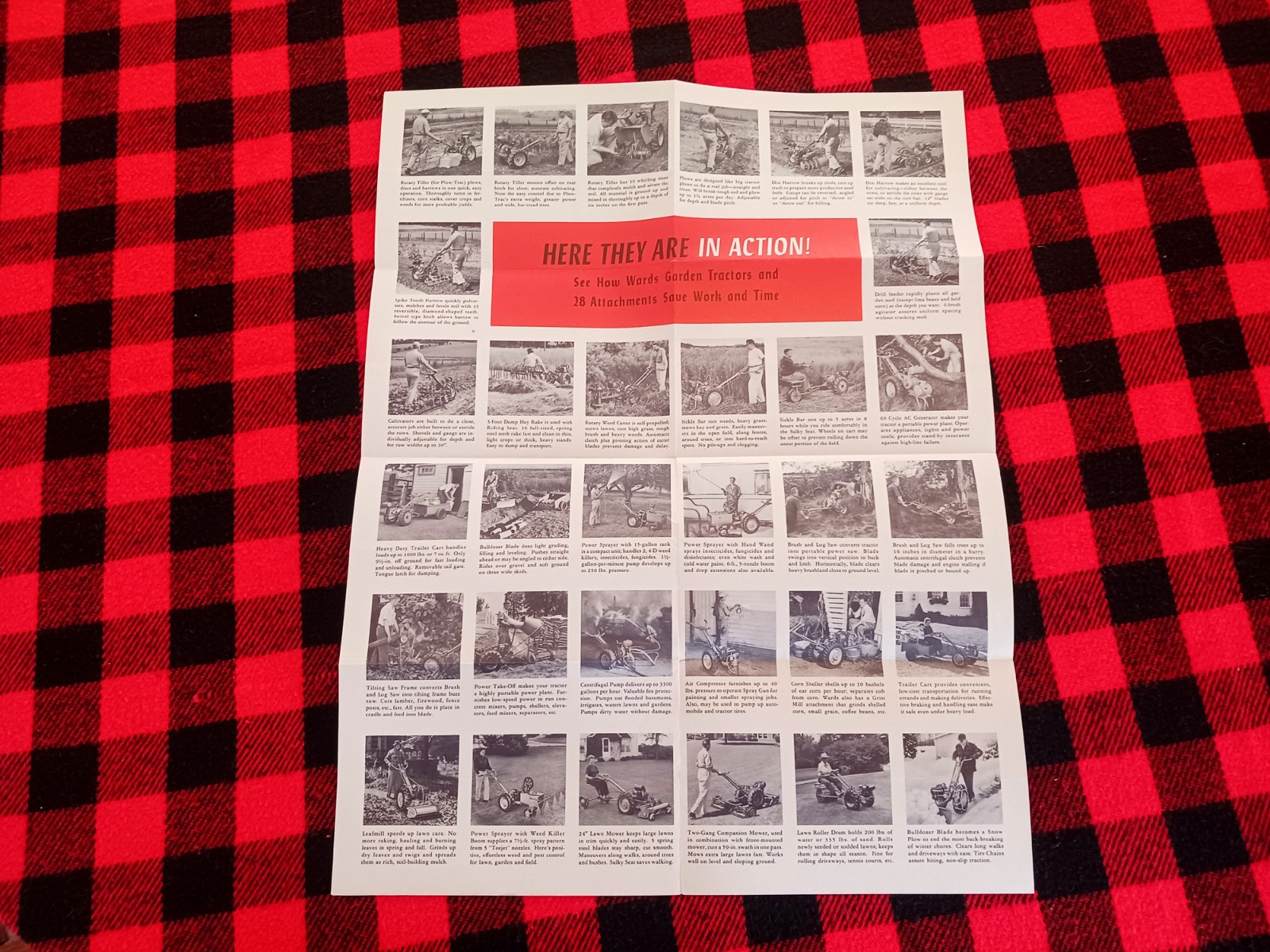1950s Montgomery Ward Garden Tractor Poster Wards Plow-Trac Farm Flyer Brochure