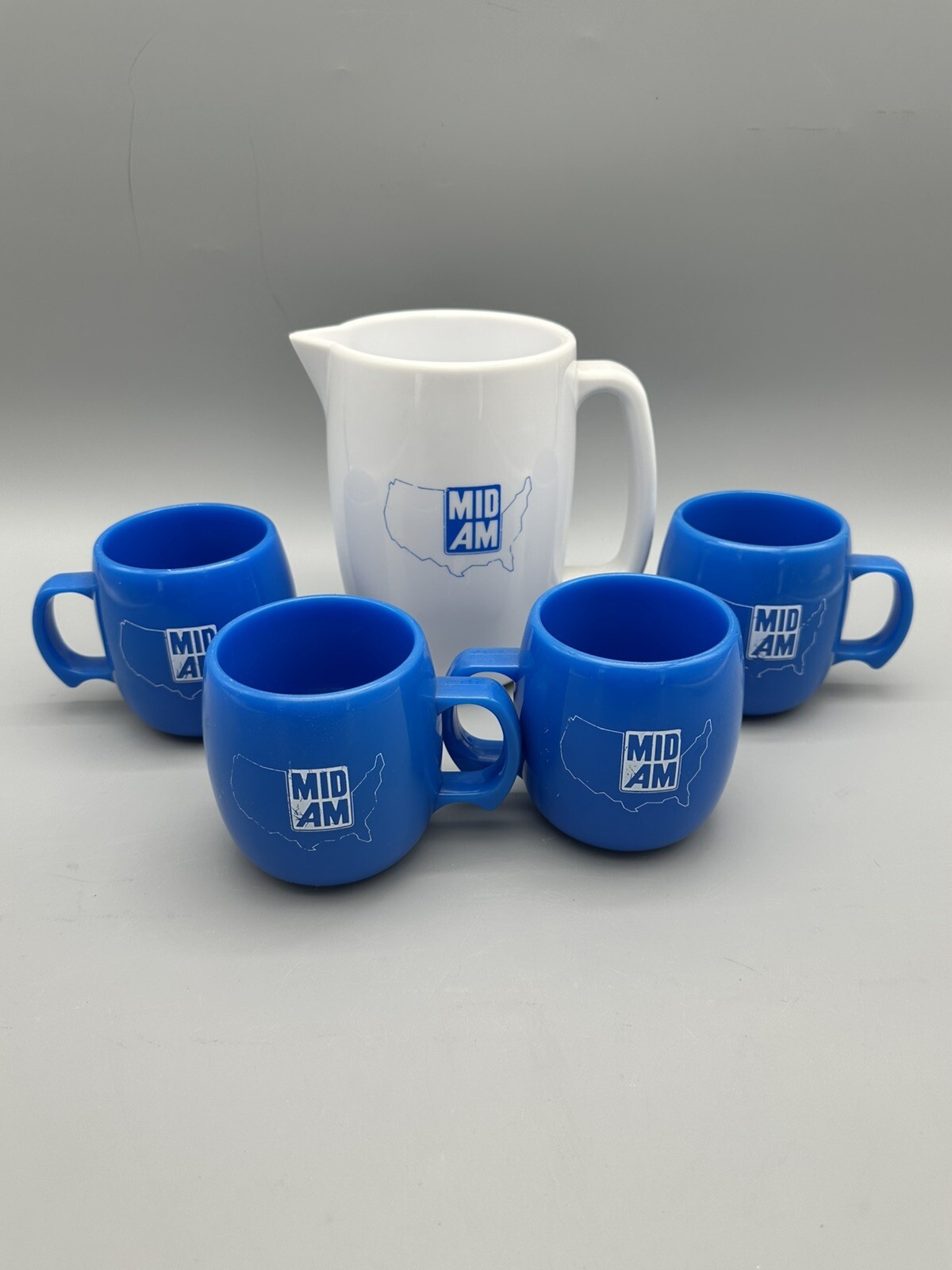 Vintage Mid Am Dairy Farm Water Pitcher Cups Advertisment RARE FIND
