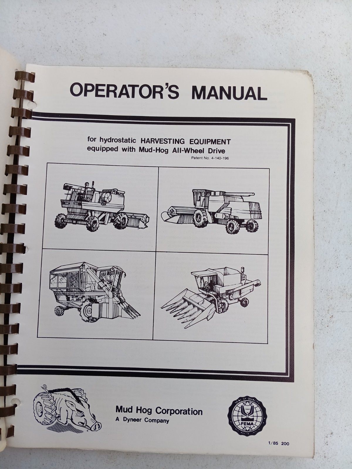 MUG-HOG WHEEL DRIVE SYSTEM PRODUCT SUPPORT LITERATURE 1984 Combines Pickers