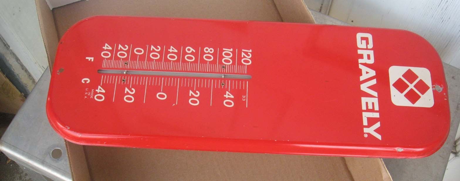 GRAVELY LAWN MOWER GARDEN TRACTOR CO TIN THERMOMETER SIGN