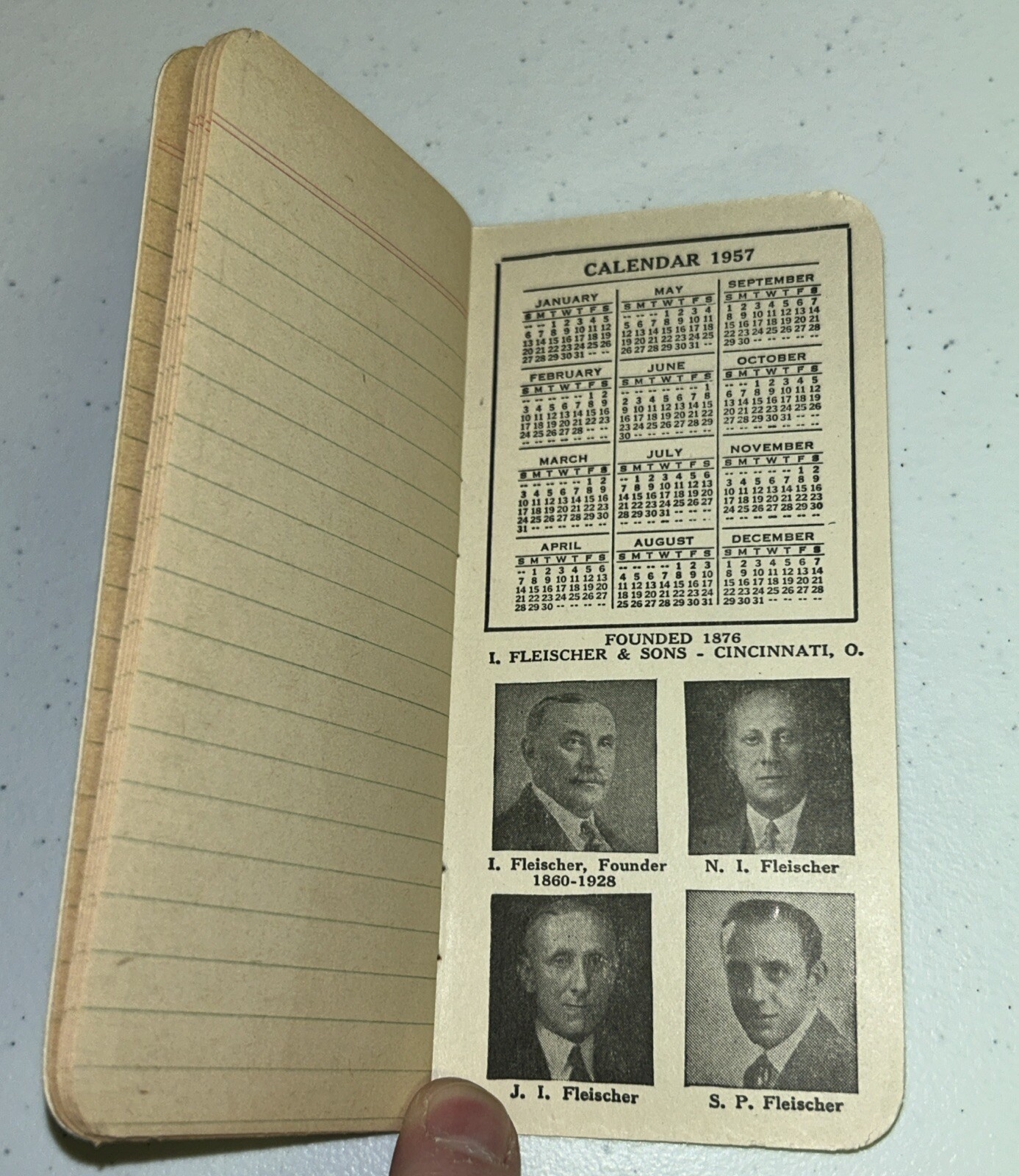 Vtg Fleischer’s Pocket Notebook Advertising Memo Unused Cincinnati Ohio USA ‘57