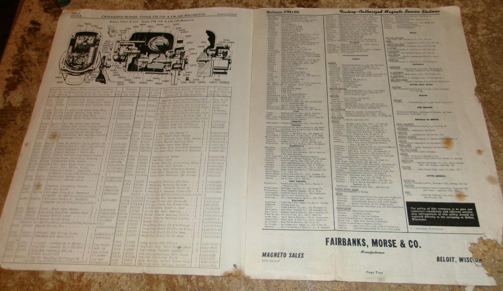 vintage fairbanks-morse FM-J magneto instructions in fair shape used