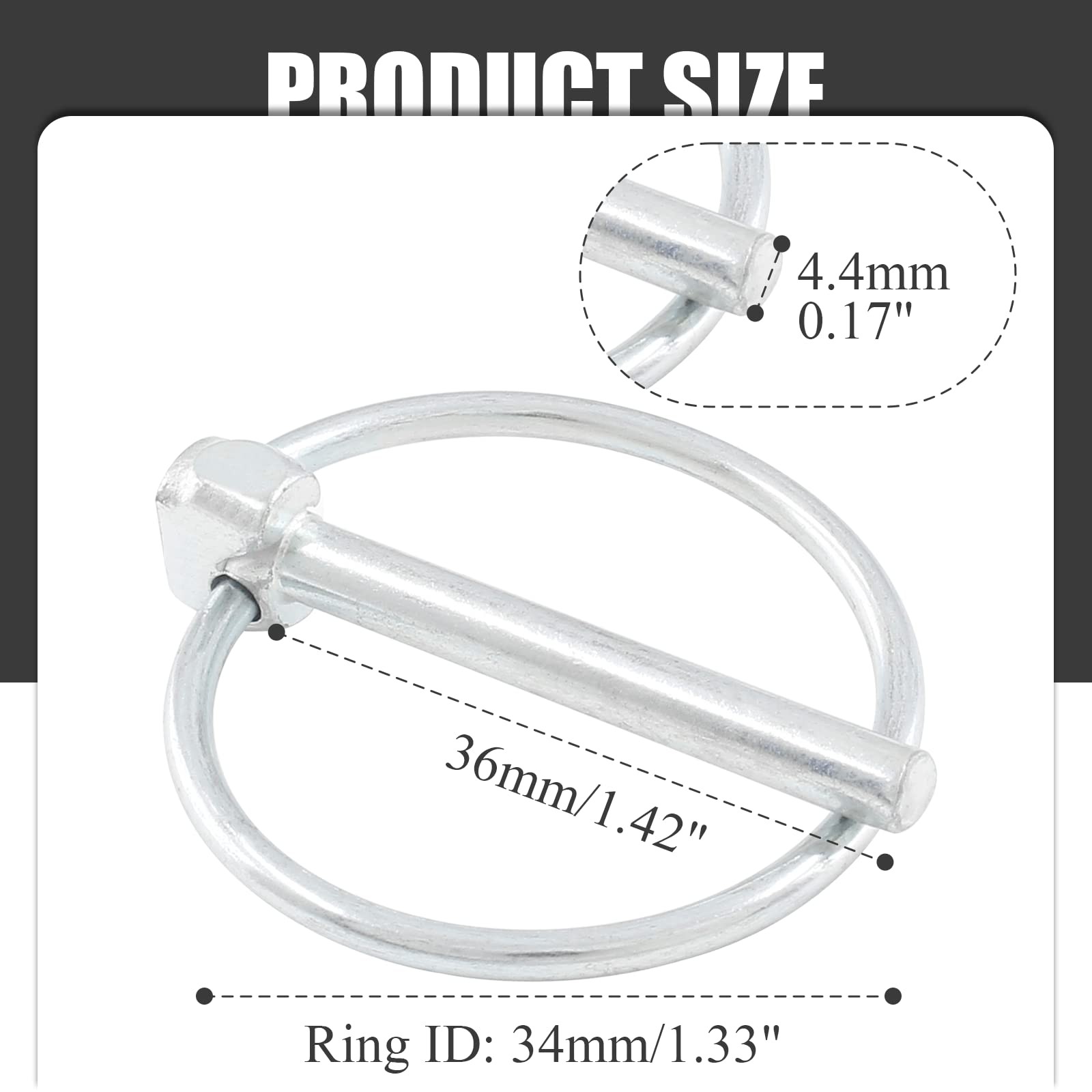 12Pcs 3/16 Inch Heavy Duty Lynch Pin with Ring Round Linch Pins Assortment
