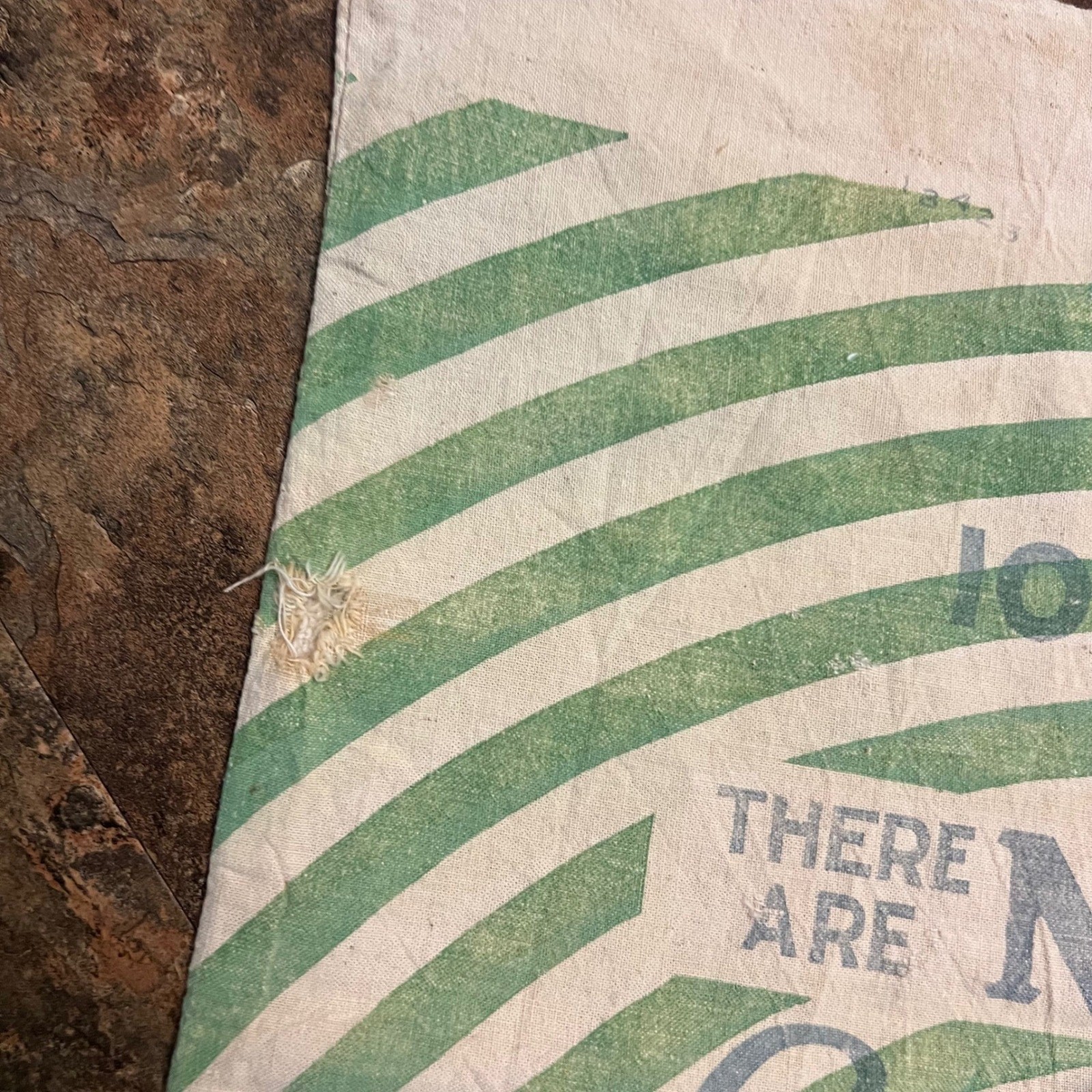 Vintage Hubbard Milling Company 100 lb Sow and Pig Sack Bag Green Cream Flaws