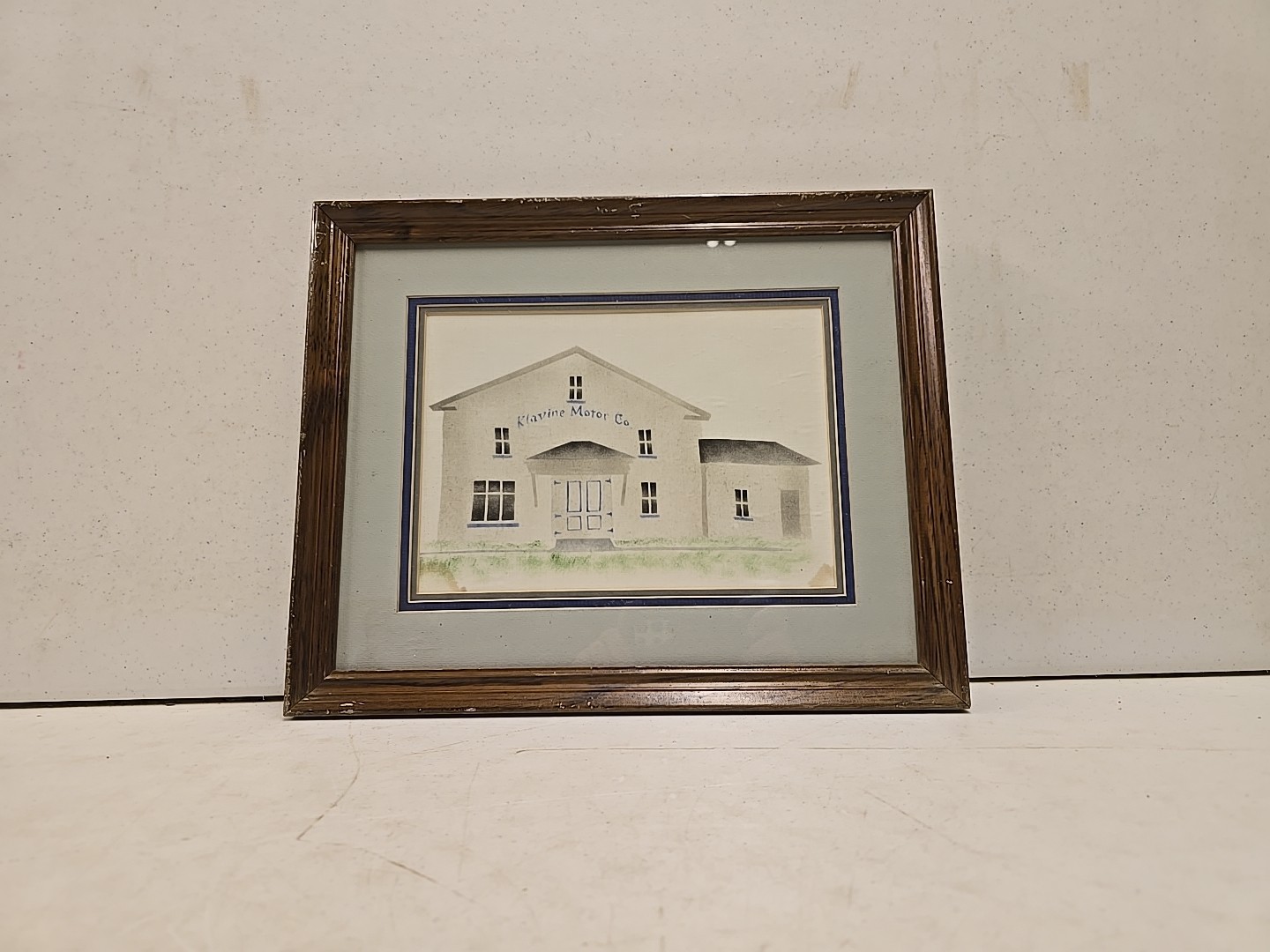 Vintage Klavine Motor Co Geneseo IL Textile Shop Painting Framed New Idea Dealer