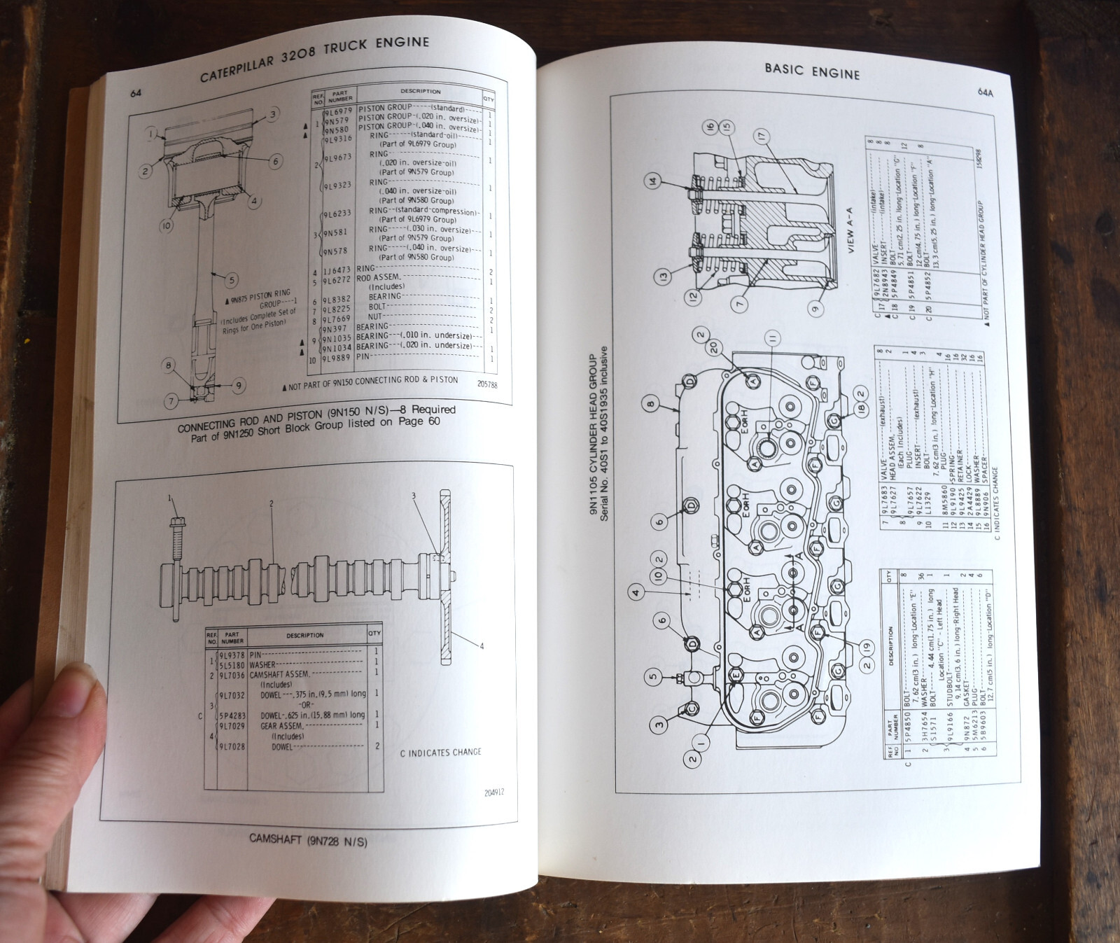 1970s Caterpillar 3208 Truck Engine Parts Book Catalog
