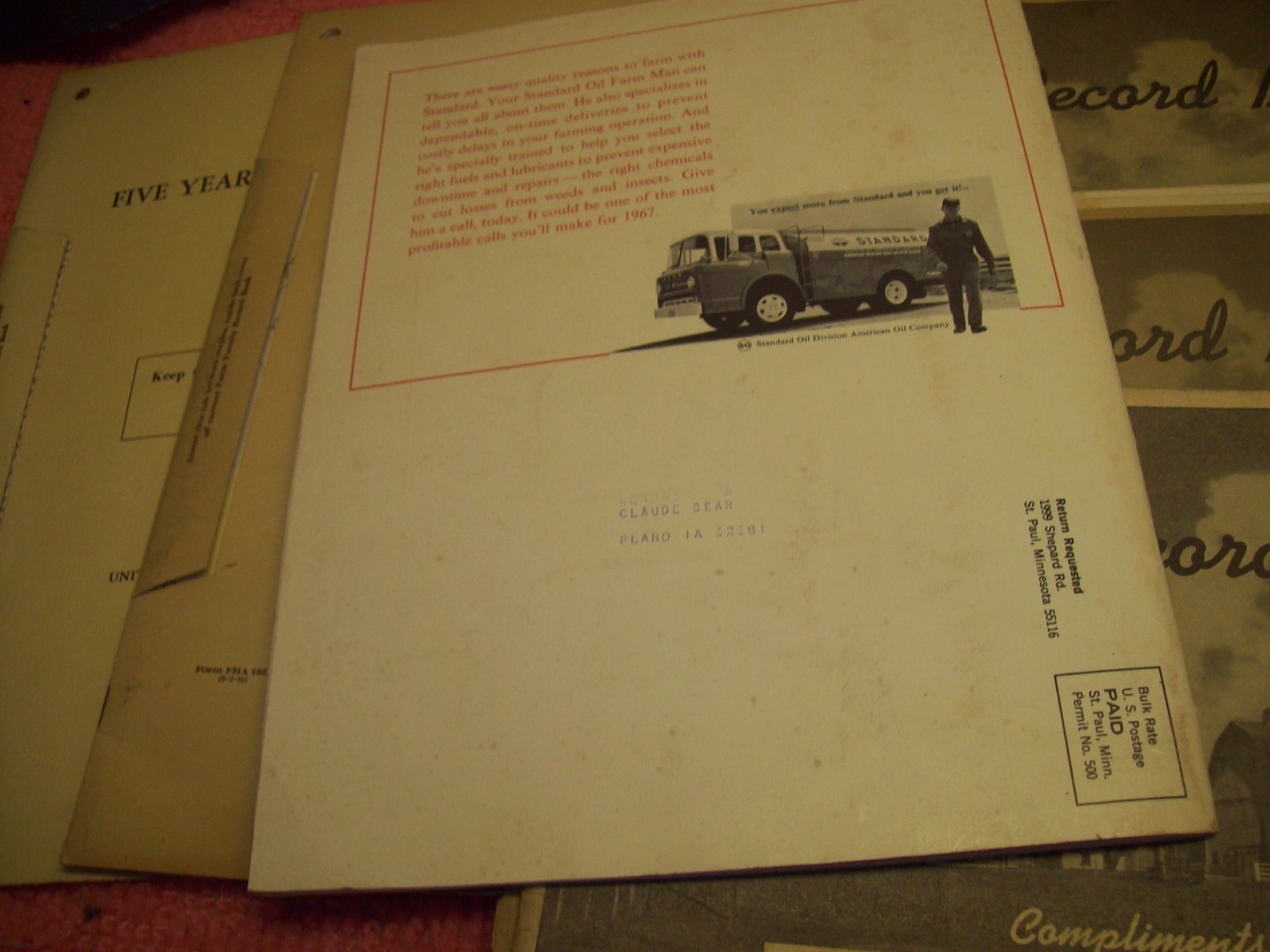 Vintage Lot 1940s 1950s 1960s FHA FSA Farm Record Book, Standard Oil, Waggoners