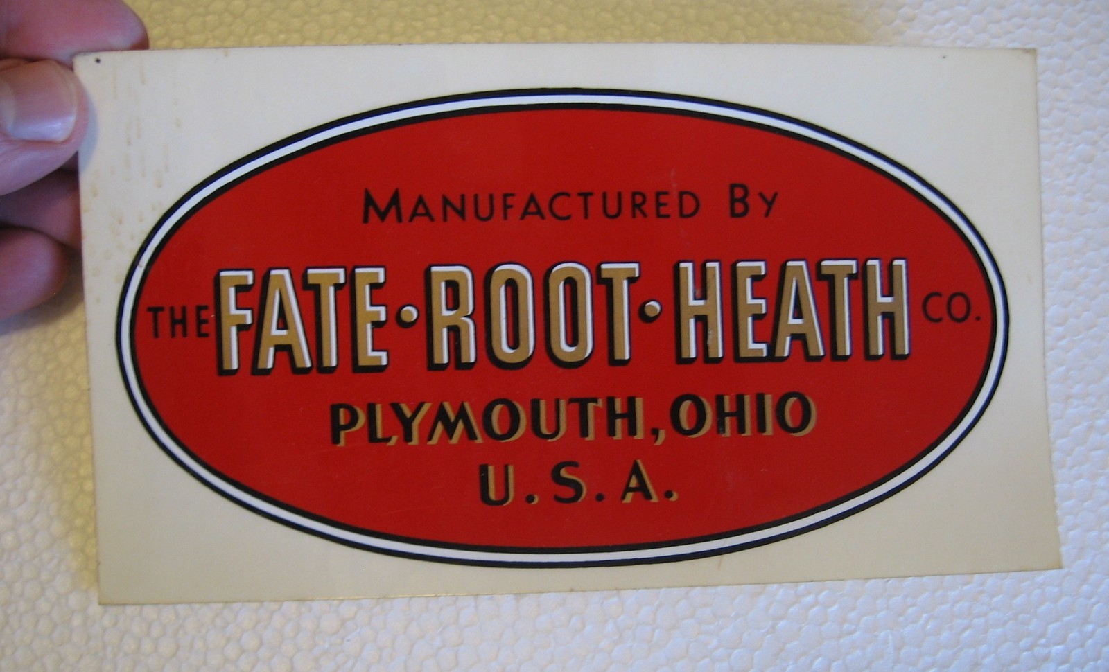 The FATE ROOT HEATH Co. Plymouth, Ohio USA Tractor Decal Qty 2 + Rare Bonus