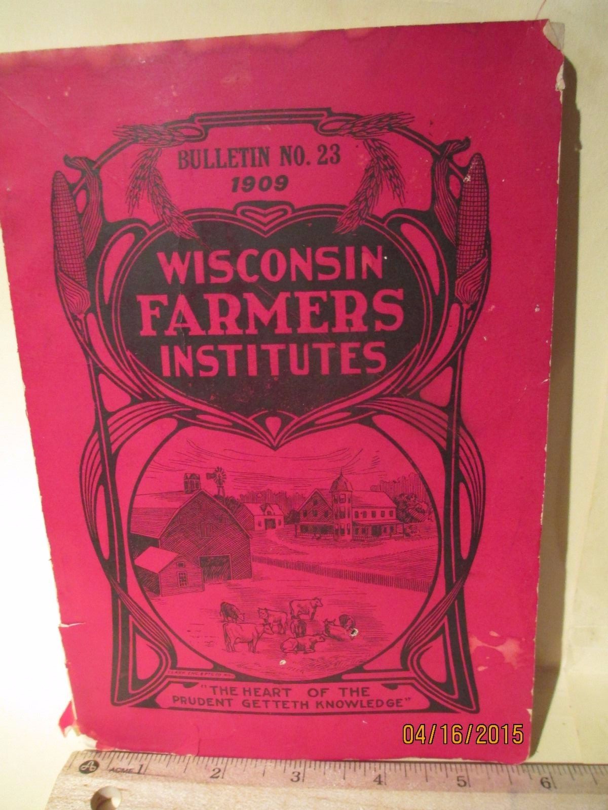 1909 WISCONSIN FARMERS INSTITUTE BULLETIN- VINTAGE AGRICULTURE BOOK SOFT COVER