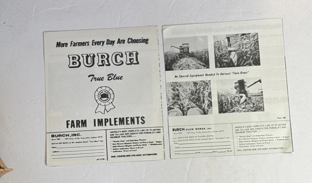 Original Burch Sales Brochures Universal Planter, Twin Row, All Purpose lot of 4