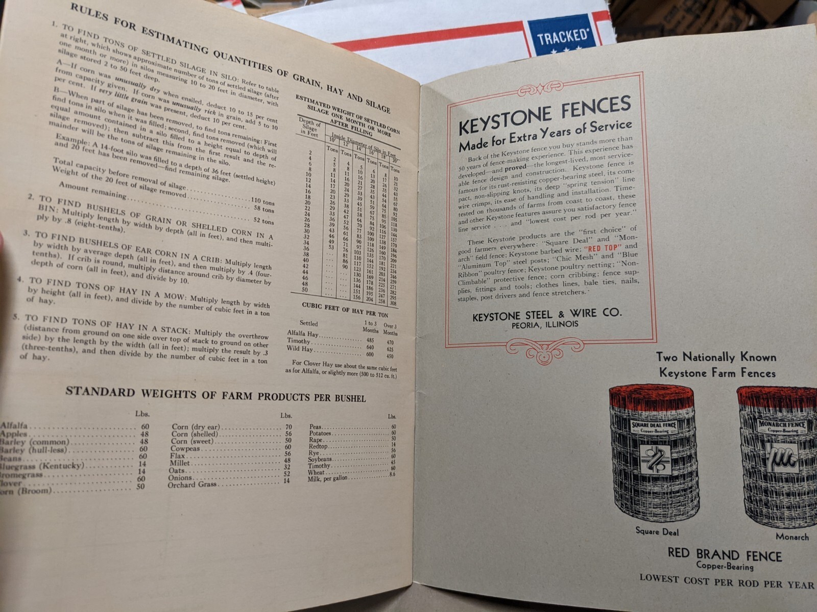 1930&rsquo;s Farm Accounting Book Keystone Steel & Wire, Steenhusen Hdw & Imp Irwin IA