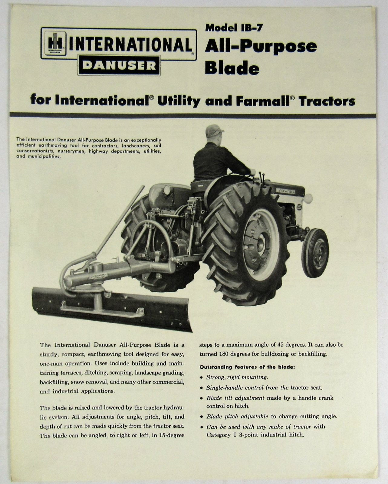 c1960 International Harvester Dealer Blade Brochure IB-7 Farmall Tractors USA