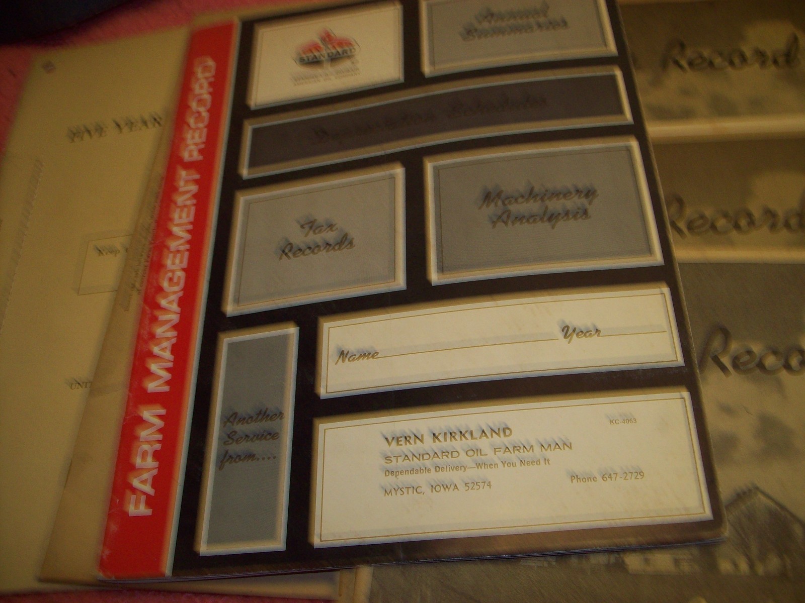 Vintage Lot 1940s 1950s 1960s FHA FSA Farm Record Book, Standard Oil, Waggoners