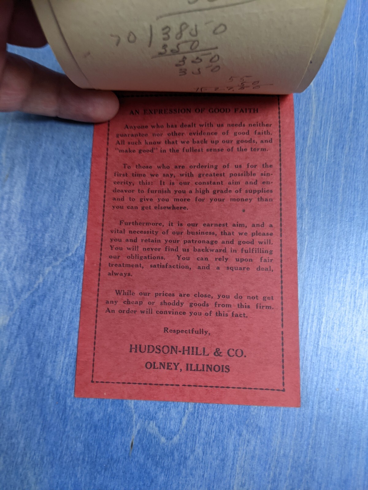 Hudson Hill & Co Black Canvas H-H Belt – Vintage 1938 Thresherman&rsquo;s Account Book