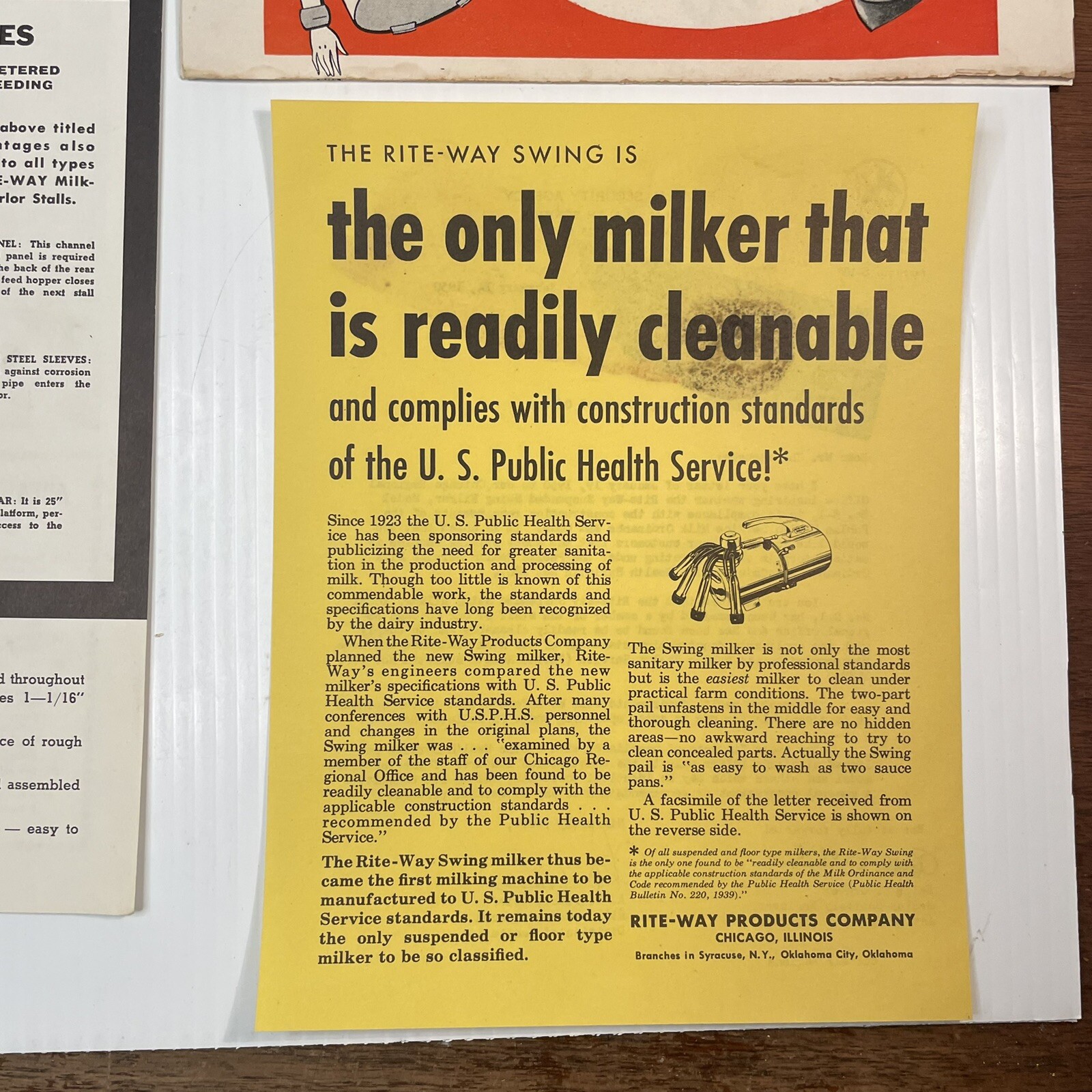 Rite-Way Dairy Farm Equipment Salesman Ads Memos Pamphlets 1950s lot 27 pieces