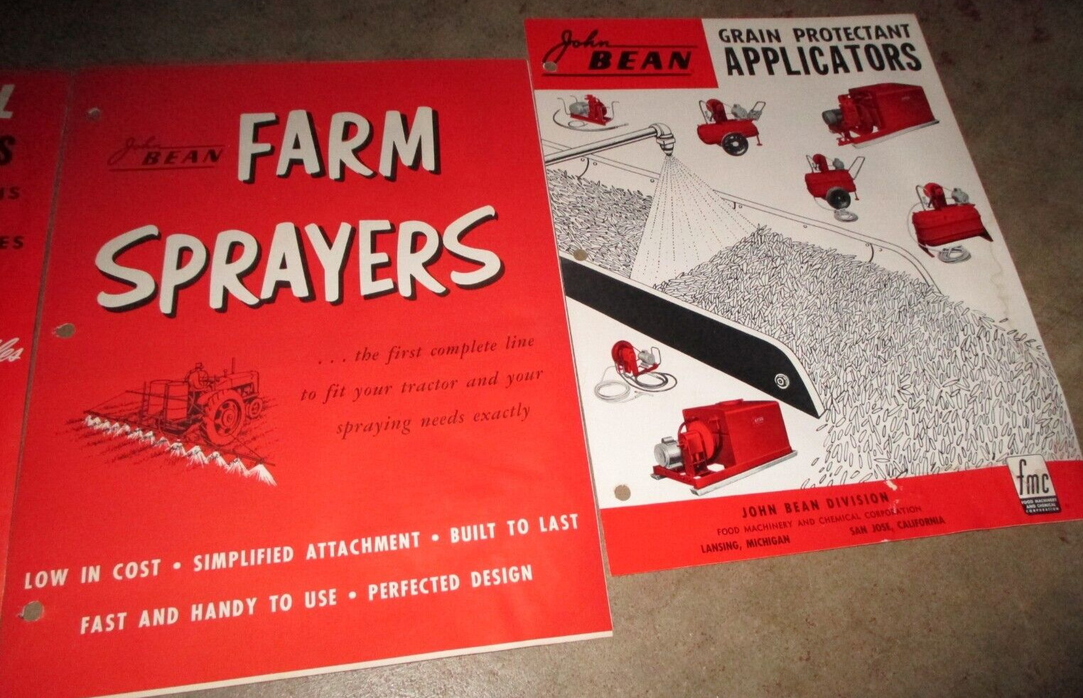 LOT OF 5 JOHN BEAN SALES BROCHURES cleaners, sprayers, dusters, applicators