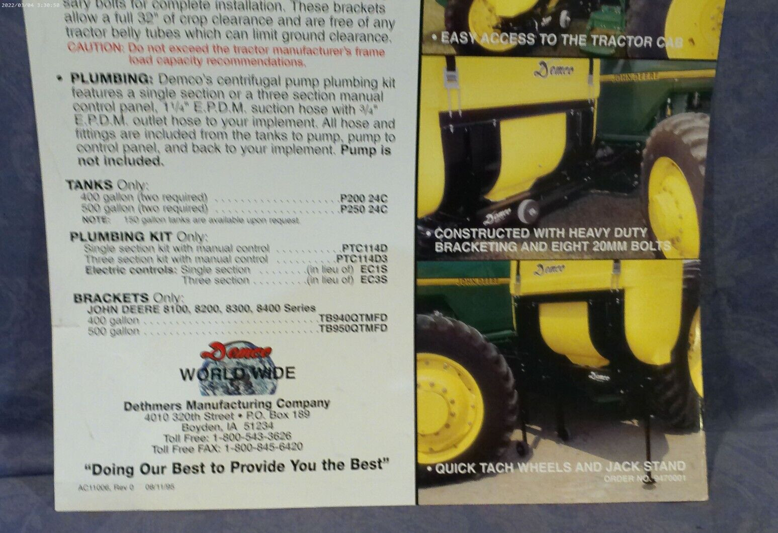 Demco High Clearance Side Mount For John Deere 8000 Series Sales Brochure