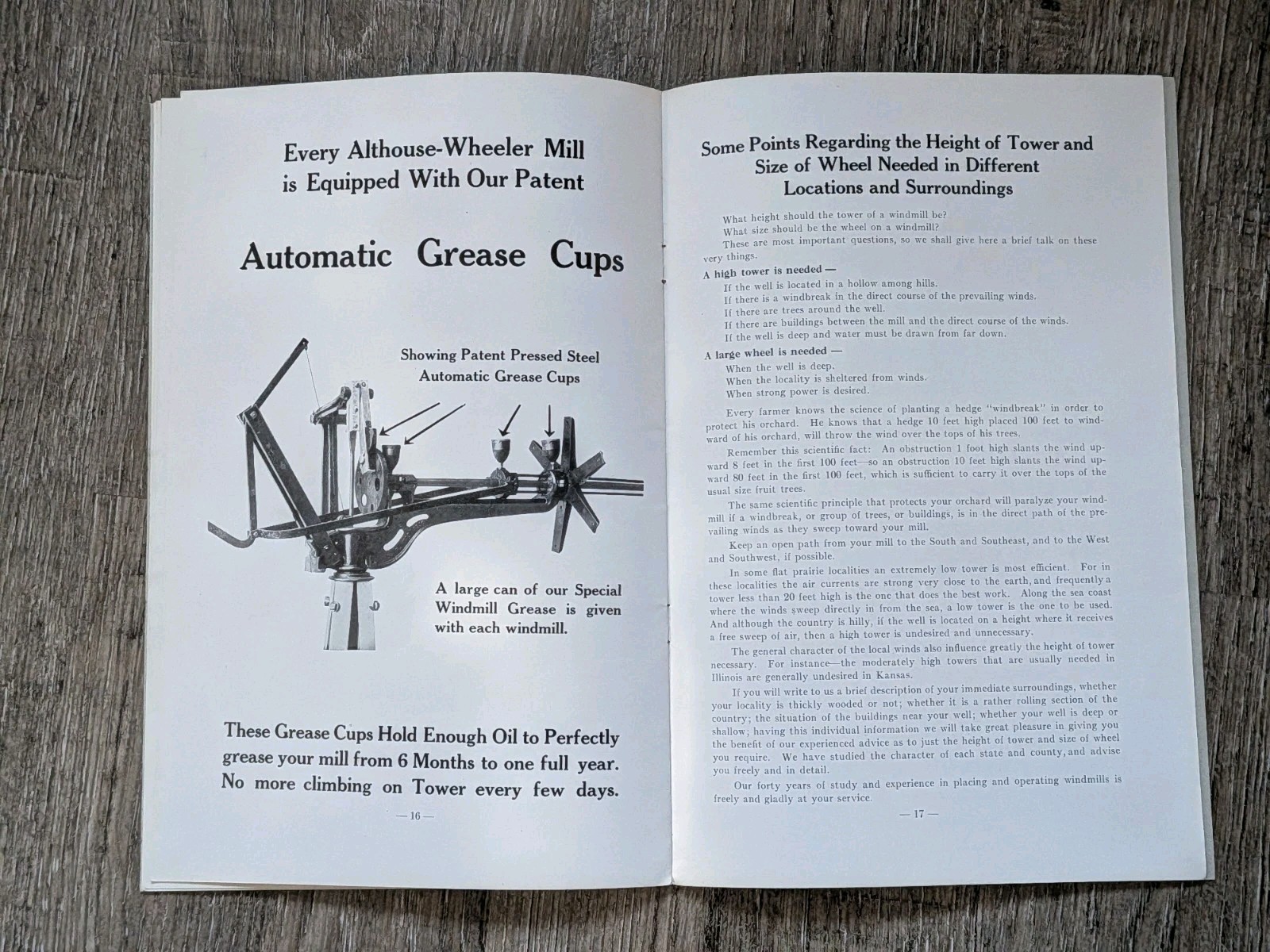 Advertising ALTHOUSE WHEELER WAUPUN Wisconsin Windmill Sales Brochure Catalog