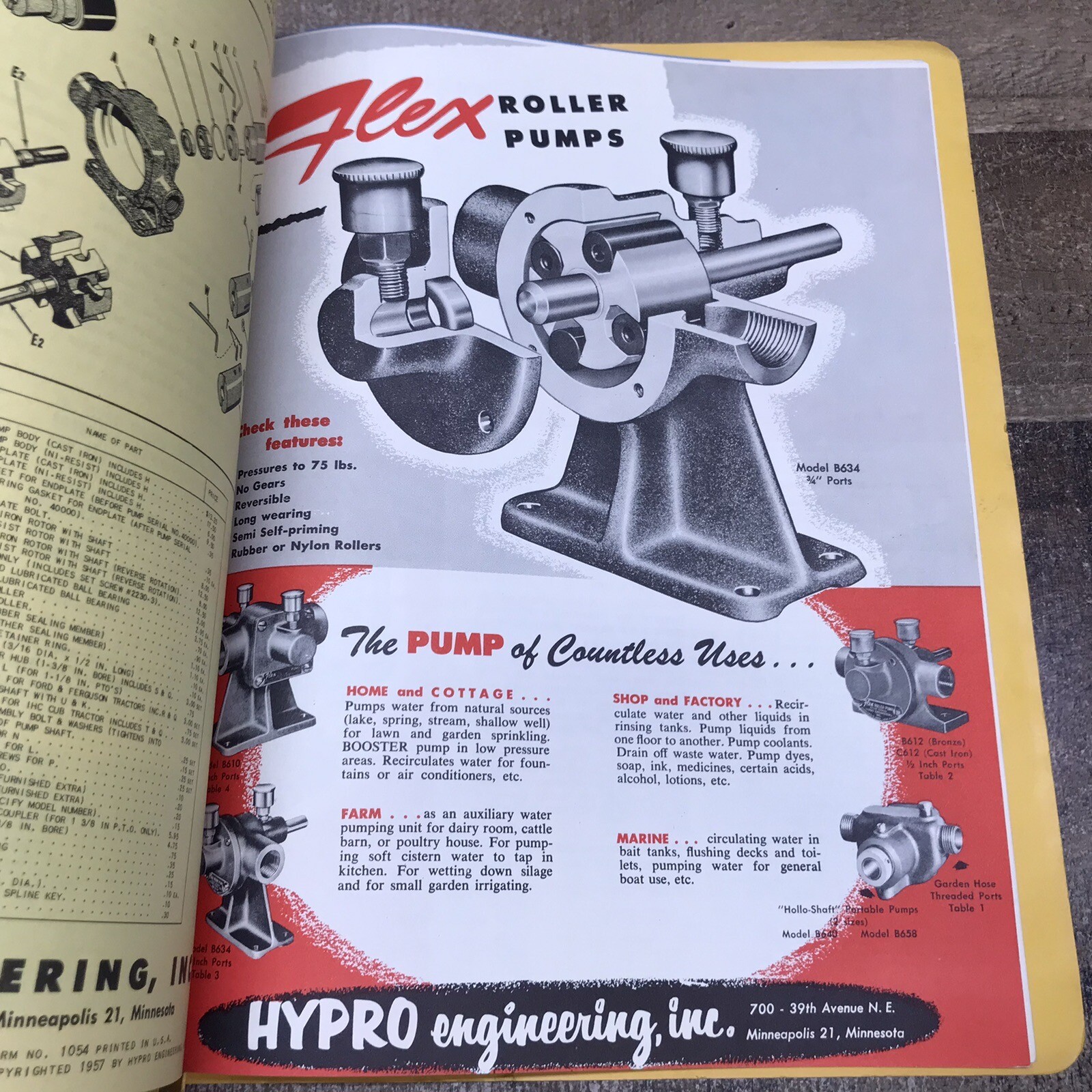 Vintage HYPRO Pumps Dealer Catalog Sales Flyer Specs Book Printed In USA 1957