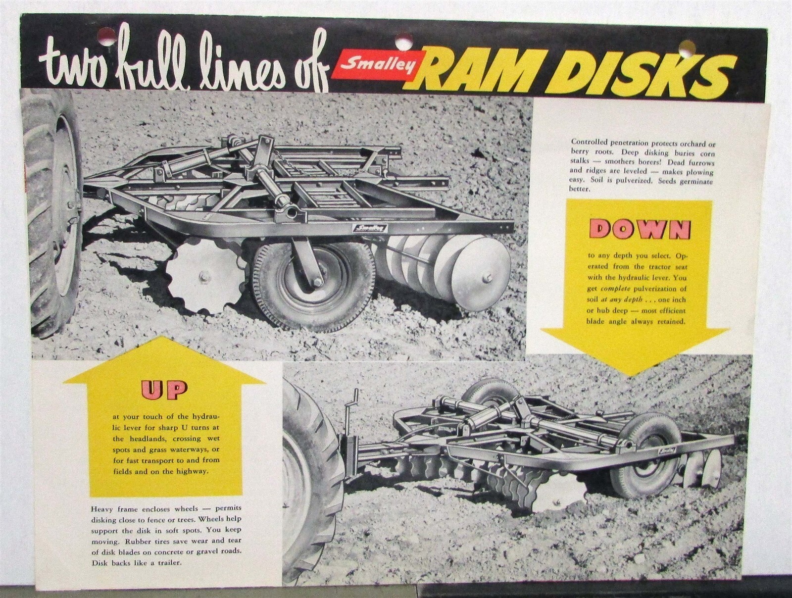 1950s Smalley Ram Disk Standard & DeLuxe Line Specs Agricultural Sales Folder