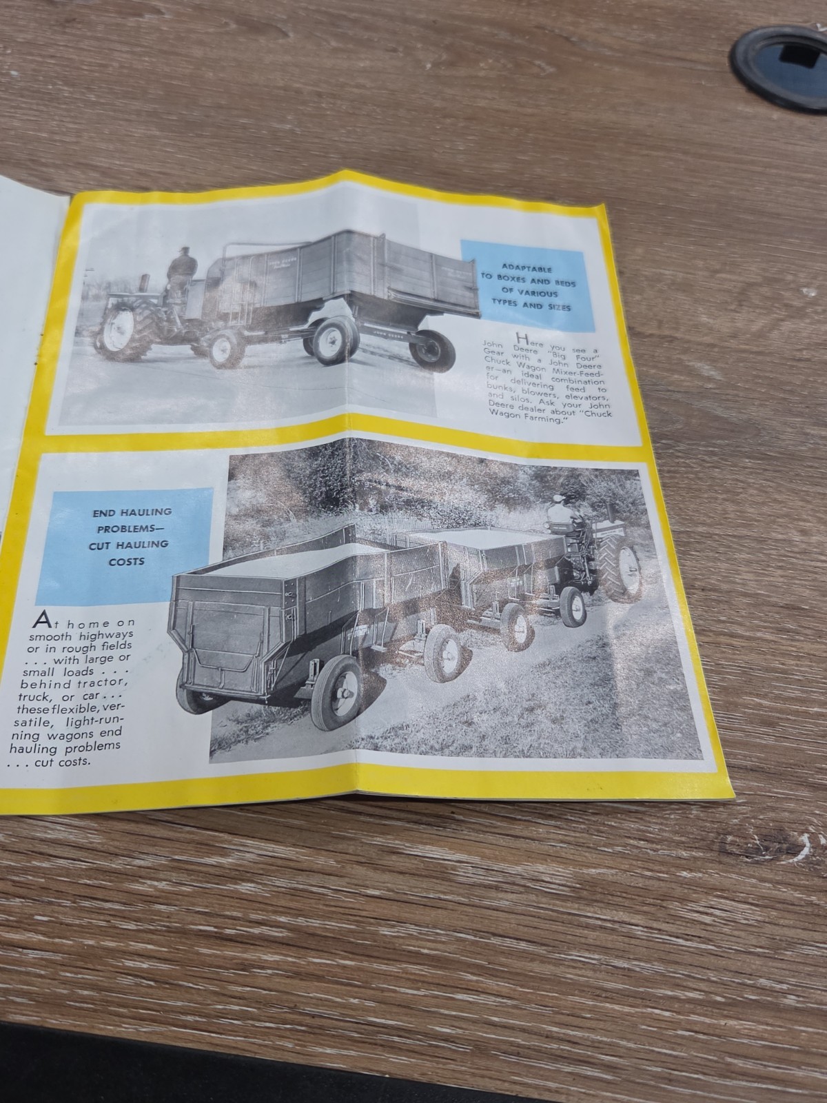 John Deere Big Four Wagons Fold Out 1958 Litho Sales BROCHURE FREE SHIPPING