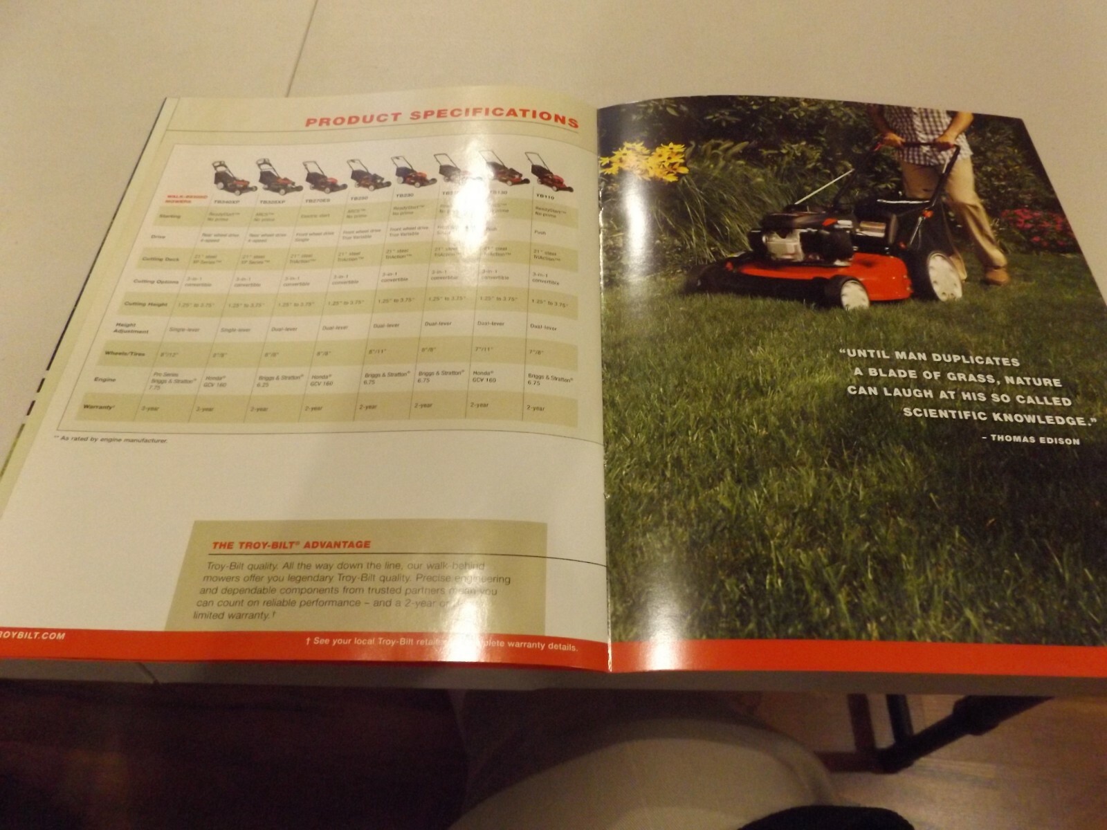 TROY-BILT WALK-BEHIND MOWERS, LIT. # 773-04003 02/10 2010