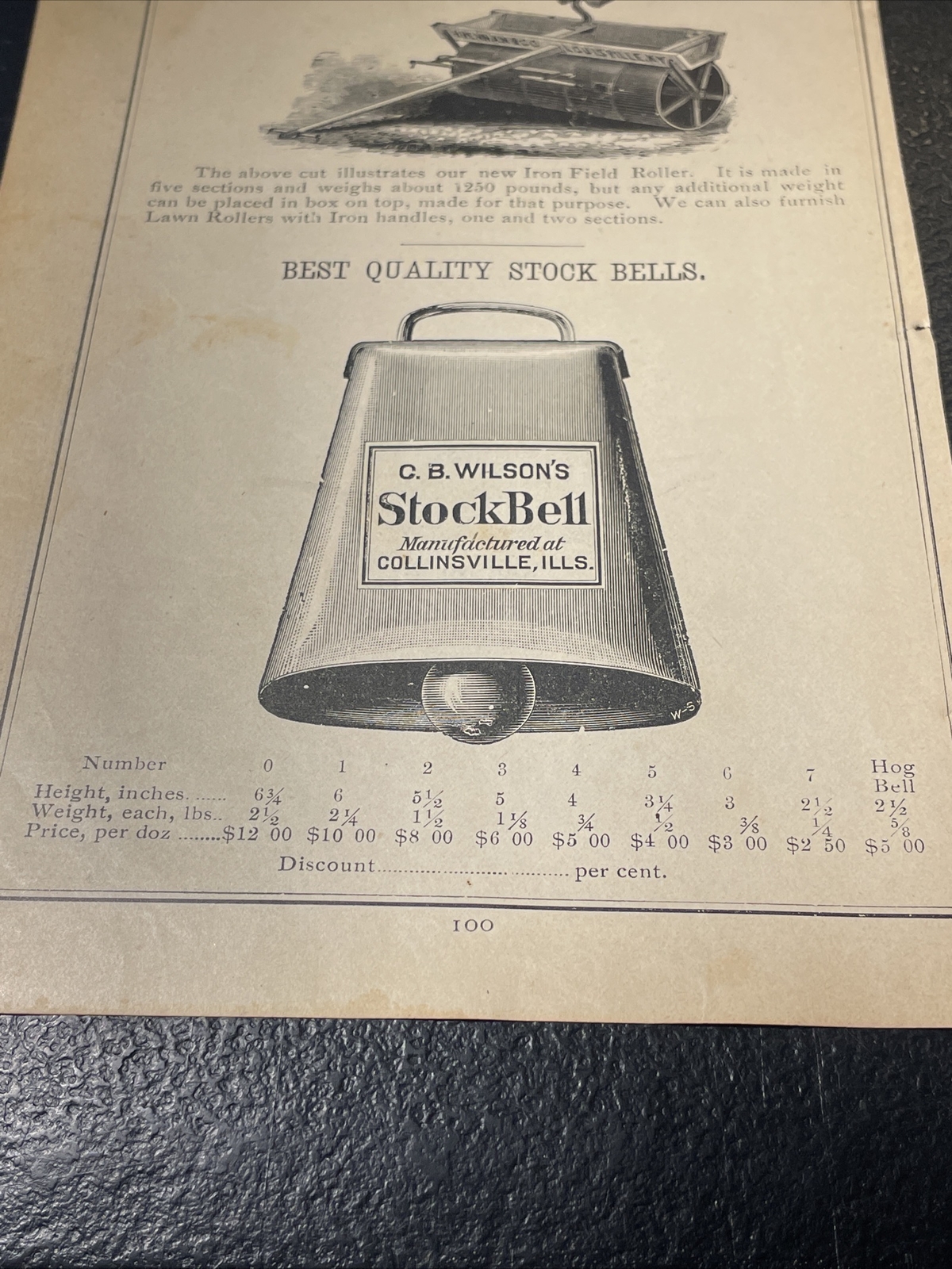 1891 Baldwin – Brenhan Roller / Wilson Stock Bell Farm Advertising – Louisville