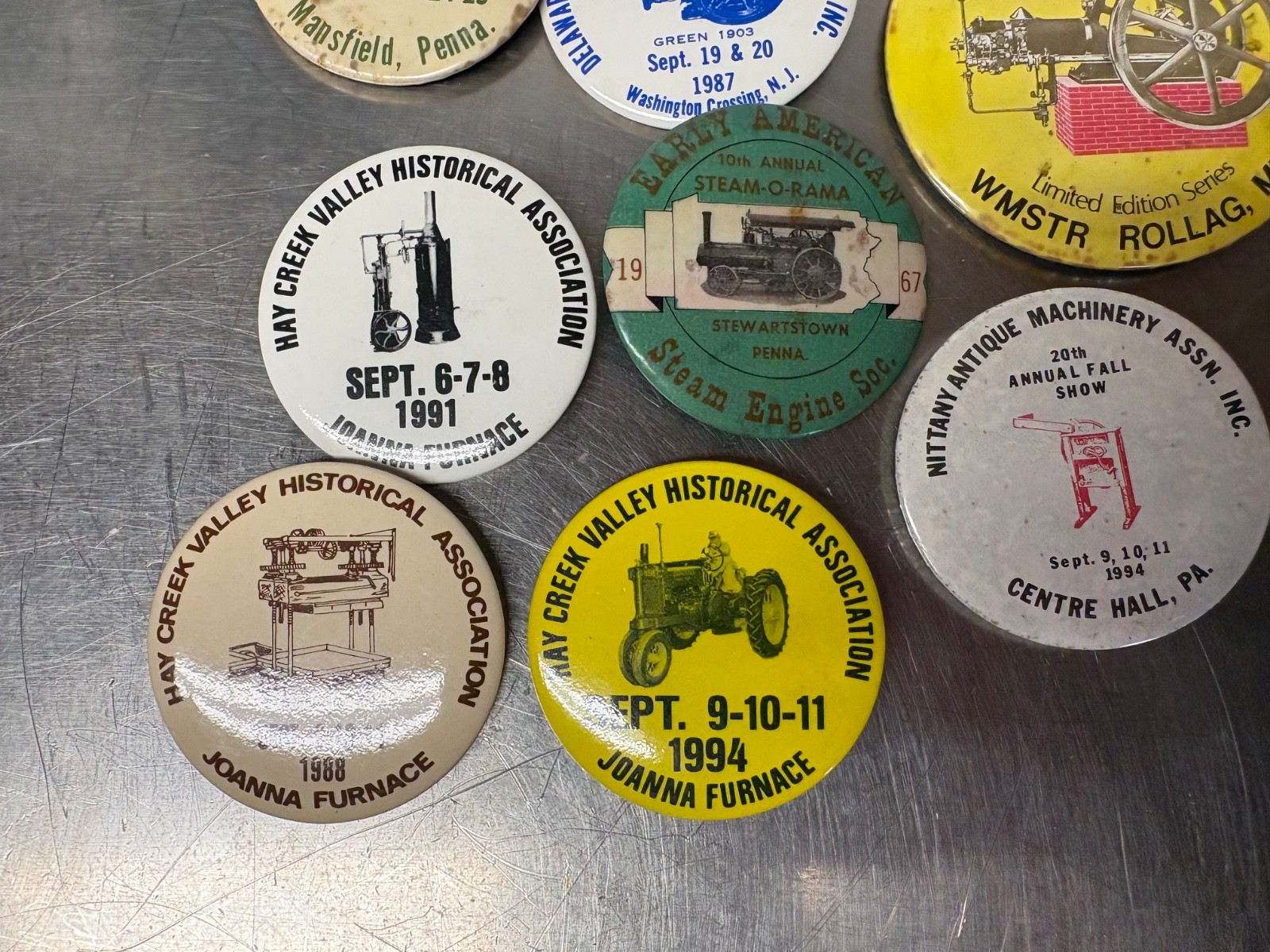 Collection Of Vintage Tractor & Steam Engine Show Pins Steam O Rama Hay Creek