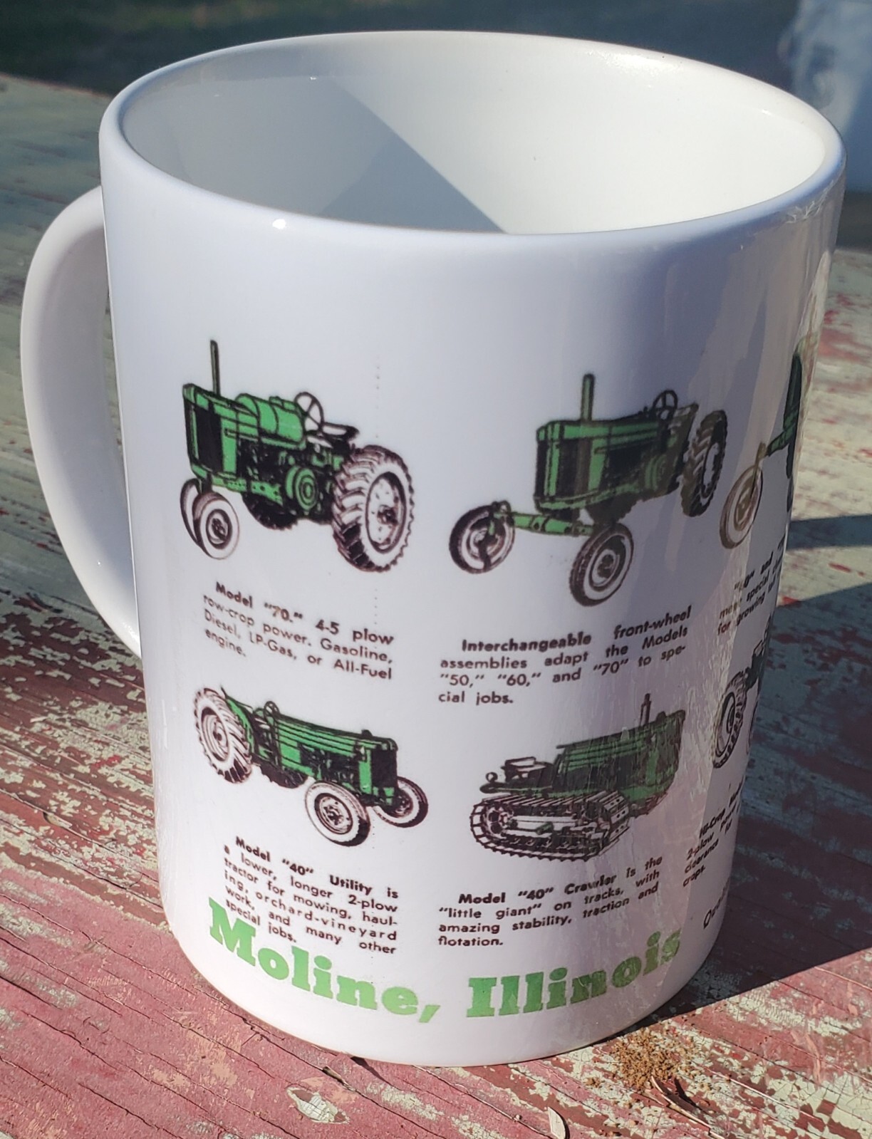 Green Tractor Number Series Line Up Advertisement 15 Ounce Sublimated Coffee Mug