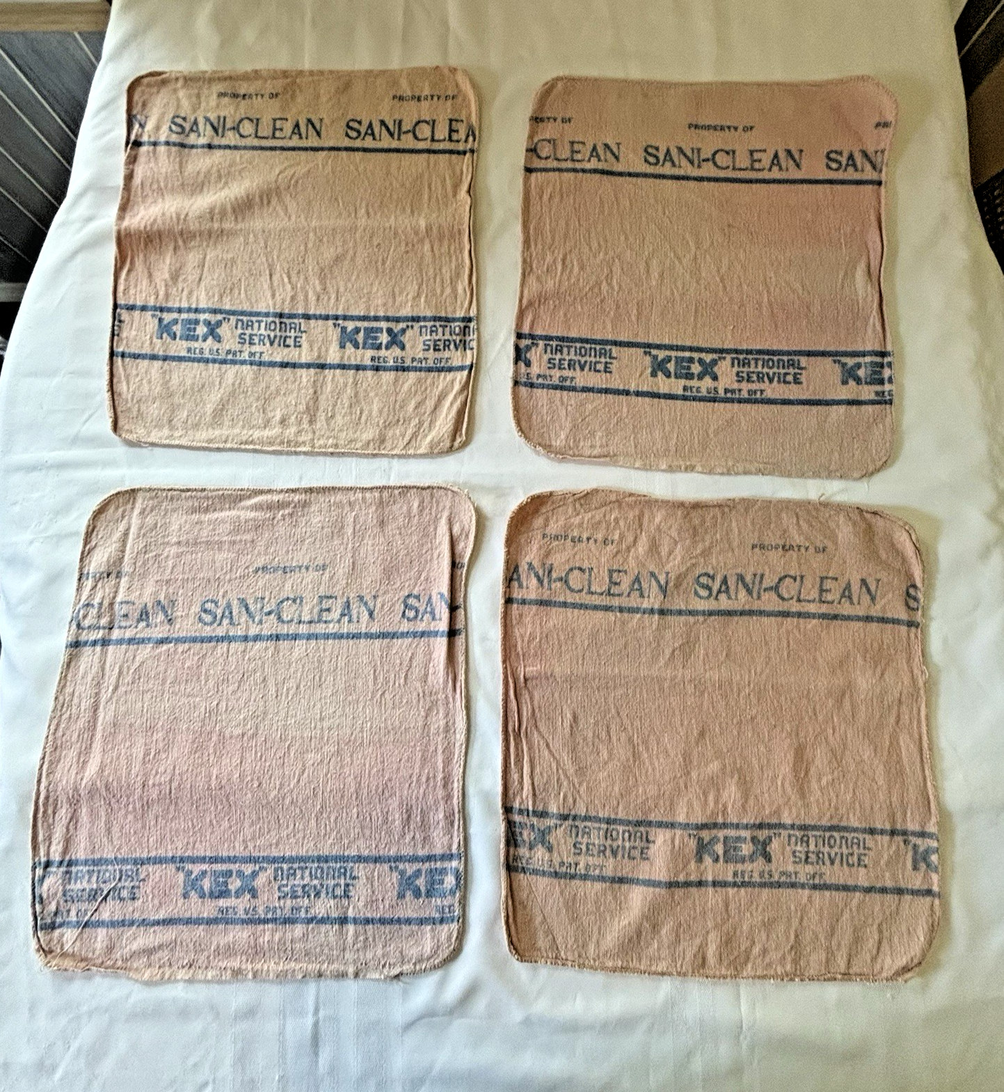 Lot 4 Vtg SHOP RAGS KEX National Service SANI CLEAN Cleaning Towel CAR MECHANIC