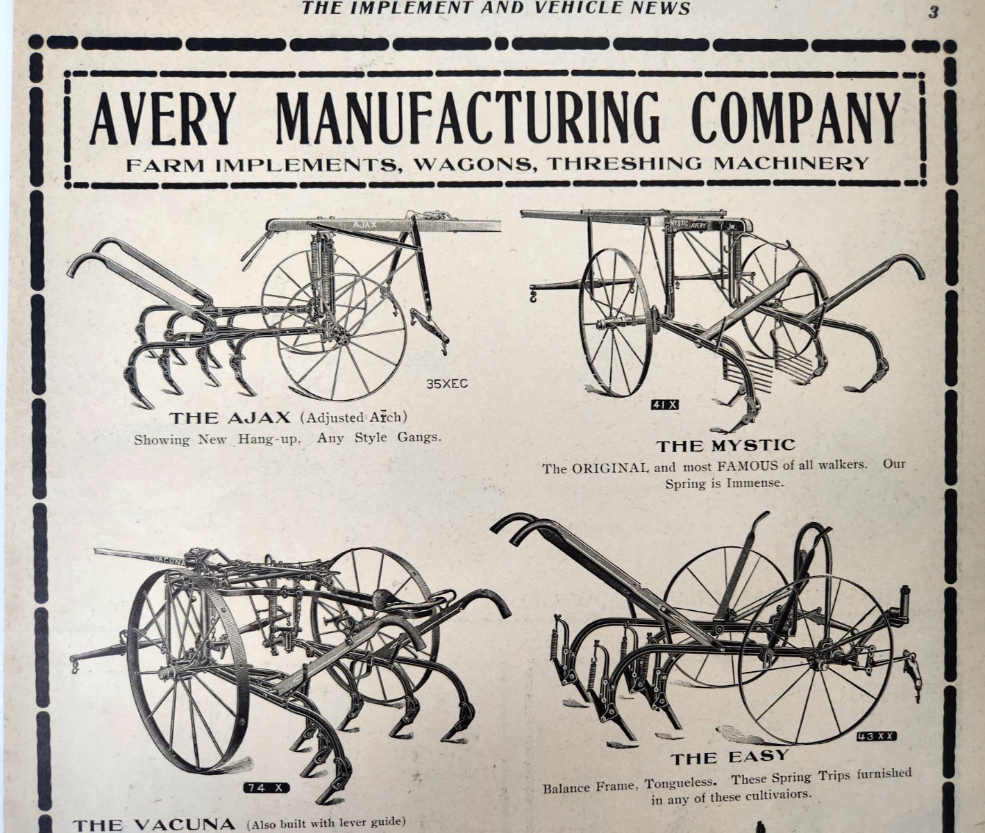 Avery Peoria Illinois Farm Farming Equipment Antique 1903 Magazine Print Ad