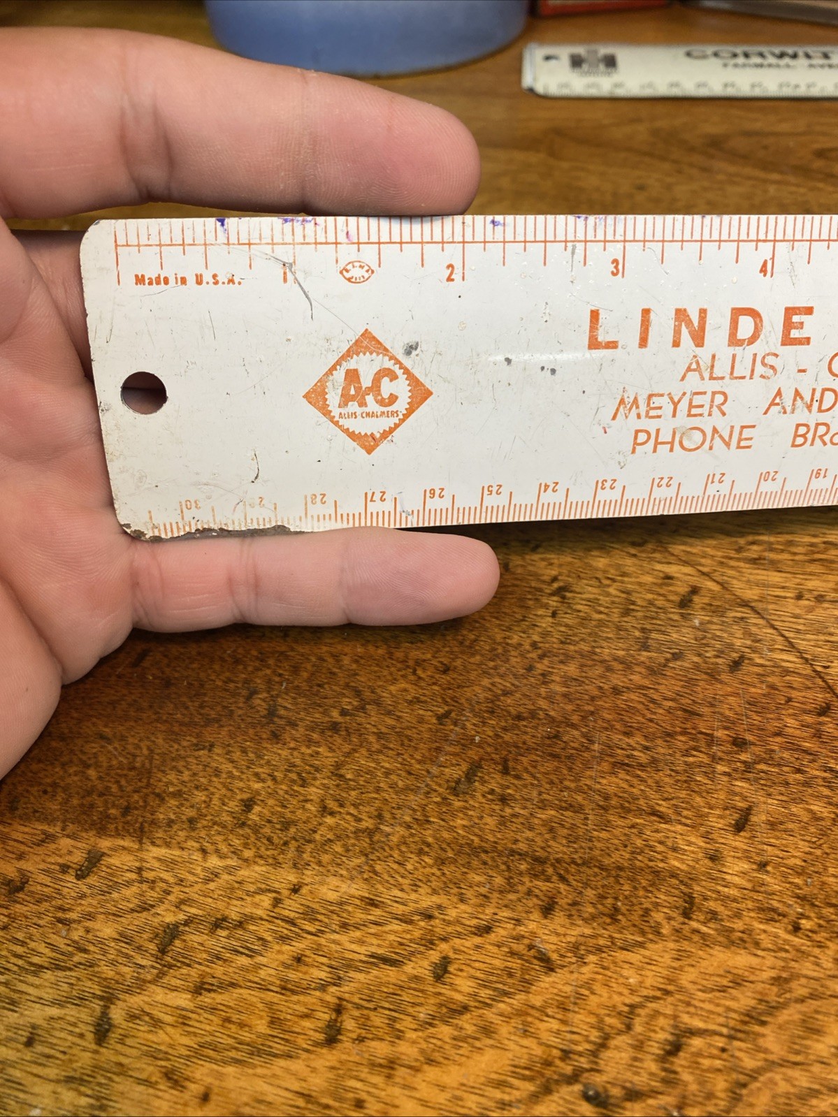 Vintage Linde Implements Swea City Iowa Allis Chalmers Dealer Ruler Metal