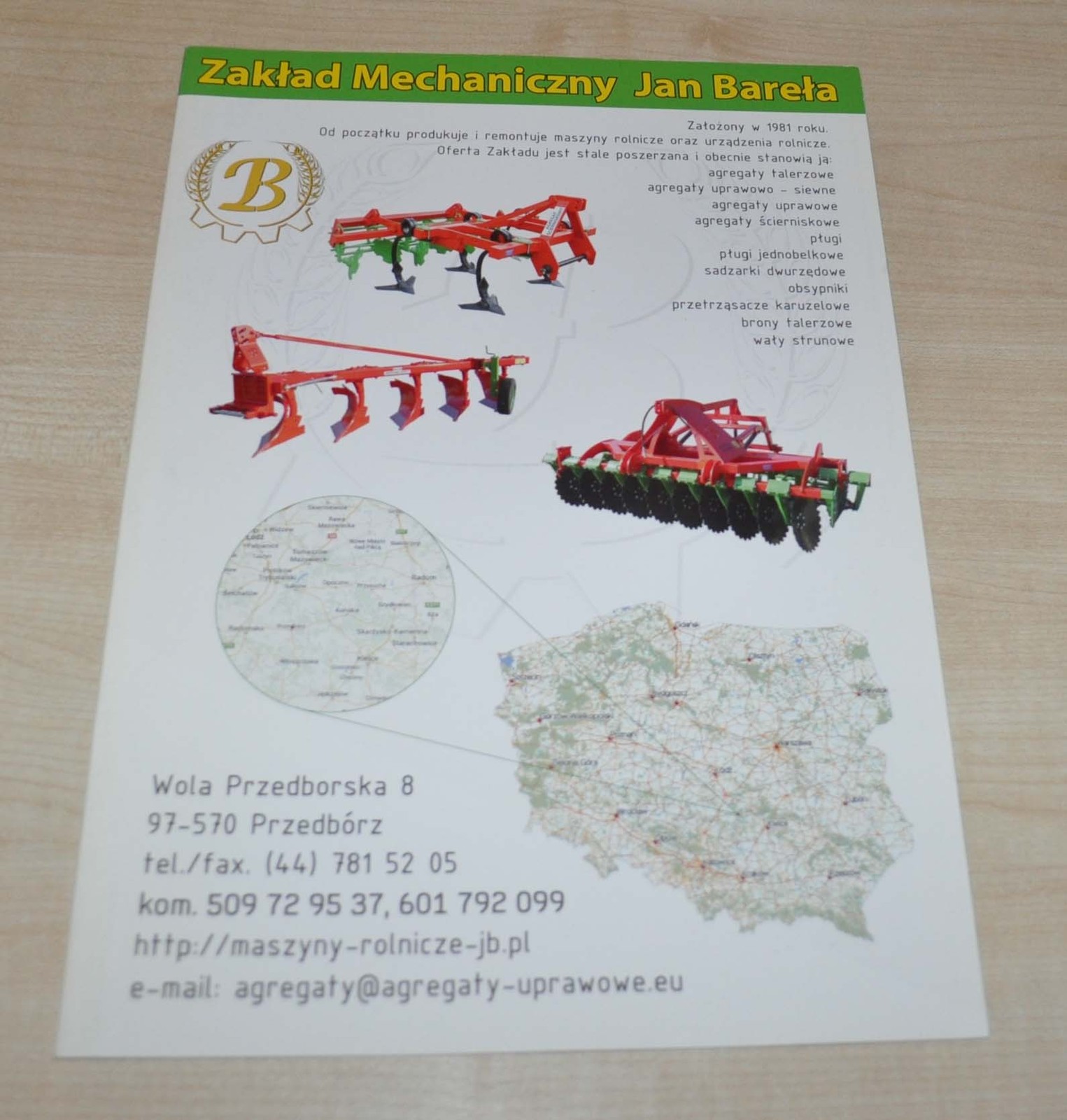 Zaklad Mechaniczny Jan Barela Agricultural Machinery Polska Brochure Prospekt