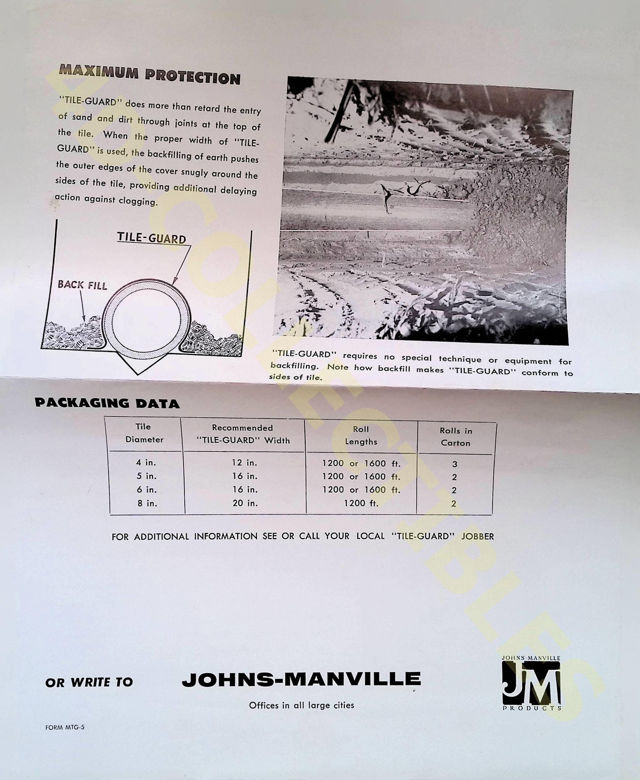 Vintage Johns Manville Tile Guard Brochure Advertising Ephemera