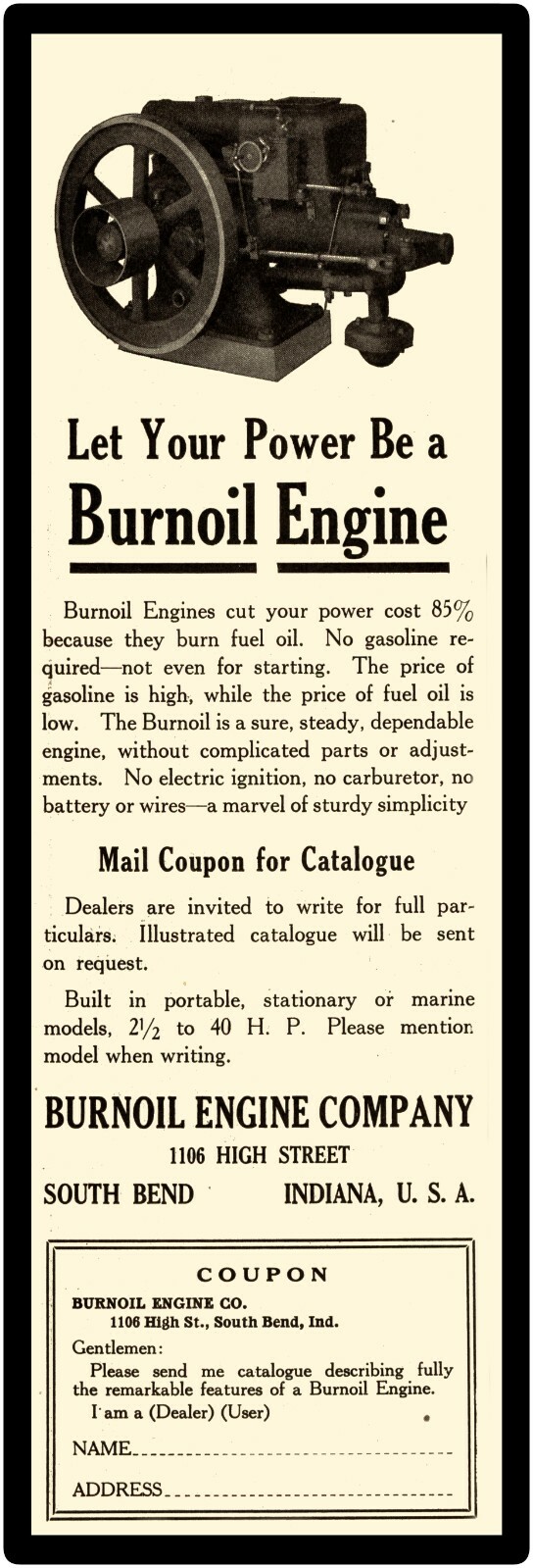 Burnoil Engine Company Metal Sign, 12&Prime; x 36&Prime; USA STEEL XL Size – 4 POUNDS