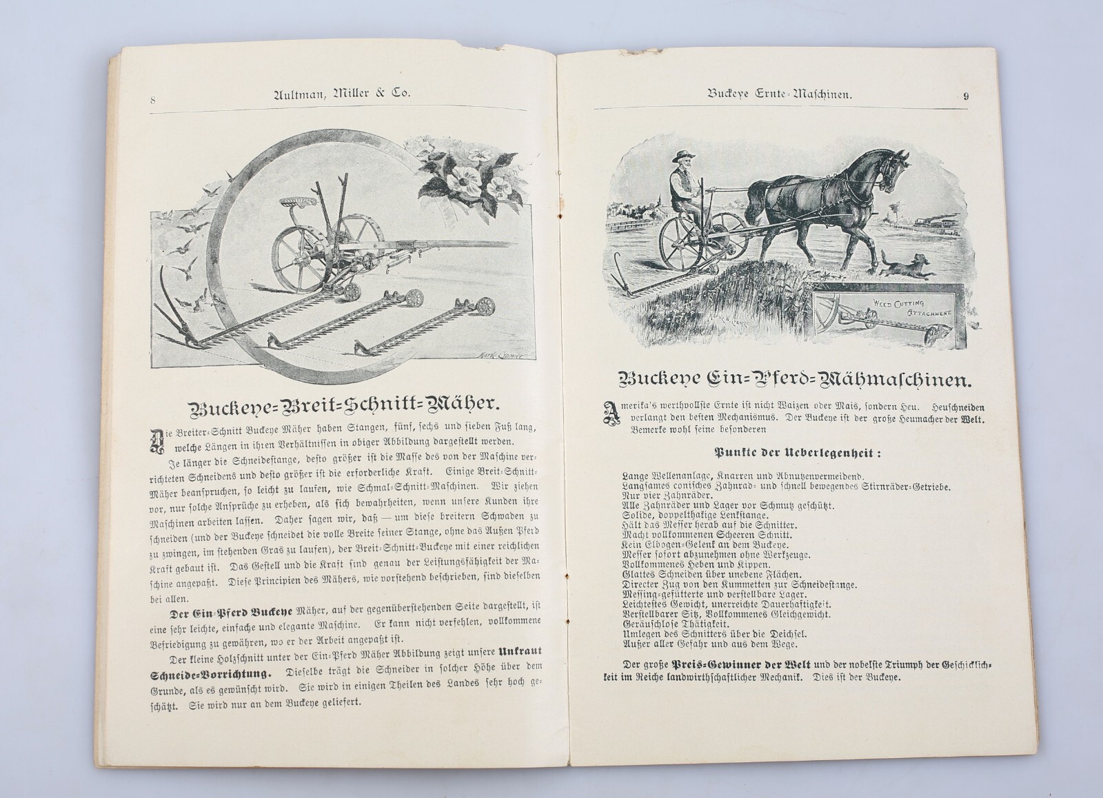 1892 Buckeye Binders Mowers Catalog Aultman Miller Co. Akron Ohio In German